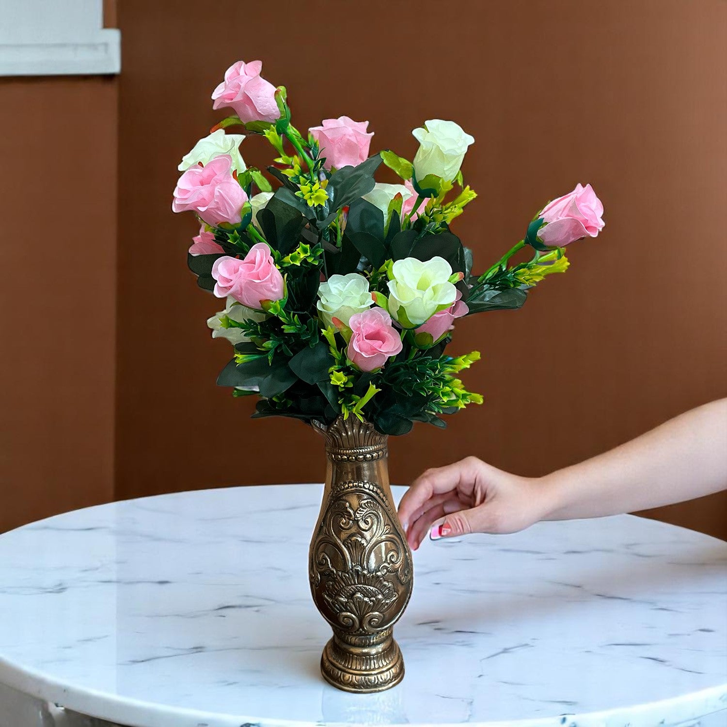 Artificial Flower Bouquets | Faux Flowers Bunch - for Table Vase, Pot, Home Decor, Living Room, Side Table Centerpiece - 29 Inch - Apkamart #Style_Design 1