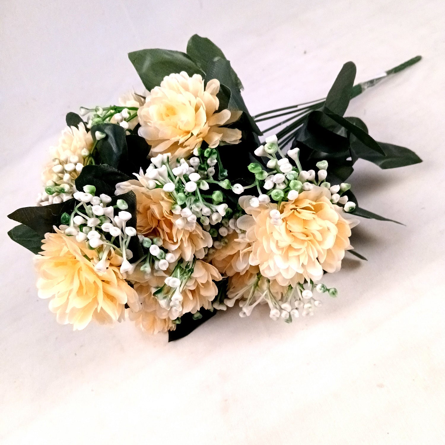 Artificial Flower Plant With Vase Pot | Decorative Flowers Bunch & Stems - for Table Vase, Pot, Home Decor, Living Room, Side Table Centerpiece & Festival Decoration - Apkamart #Colour_Orange