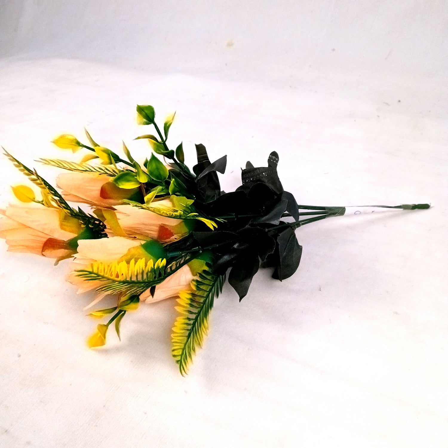 Artificial Flowers Rose Bouquet | Faux Flowers Bunch / Sticks - for Home Decor, Living Room, Office & Festivals Decoration (Vase Not Included) - 15 Inch - Apkamart #Colour_Orange