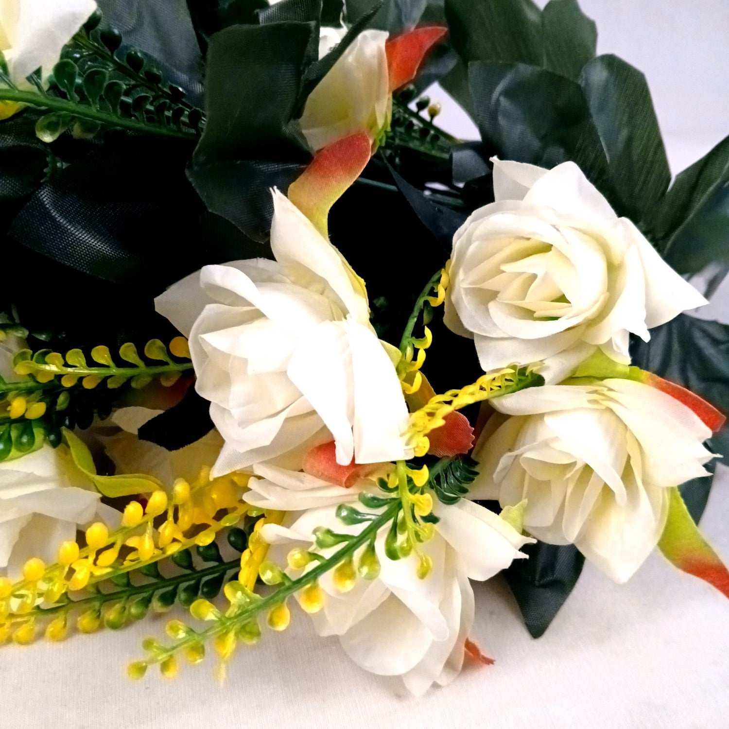 Artificial Flower Rose Bouquets | Faux Flowers Bunch - for Table Vase, Pot, Home Decor, Living Room, Side Table Centerpiece - 26 Inch - Apkamart #Colour_White