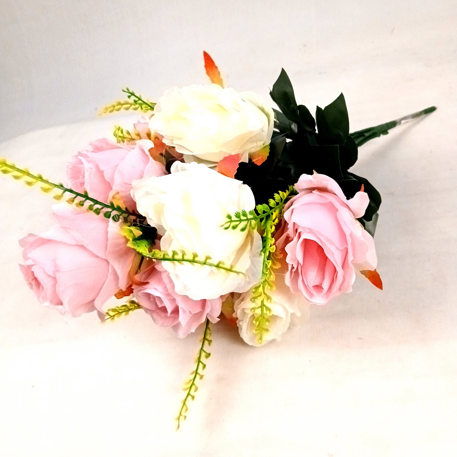 Artificial Flower Plant - Cherry Blossom | Decorative Flowers Bunch & Stems - for Table Vase, Pot, Home Decor, Living Room, Side Table Centerpiece & Festival Decoration - Apkamart #Color_Pink & White