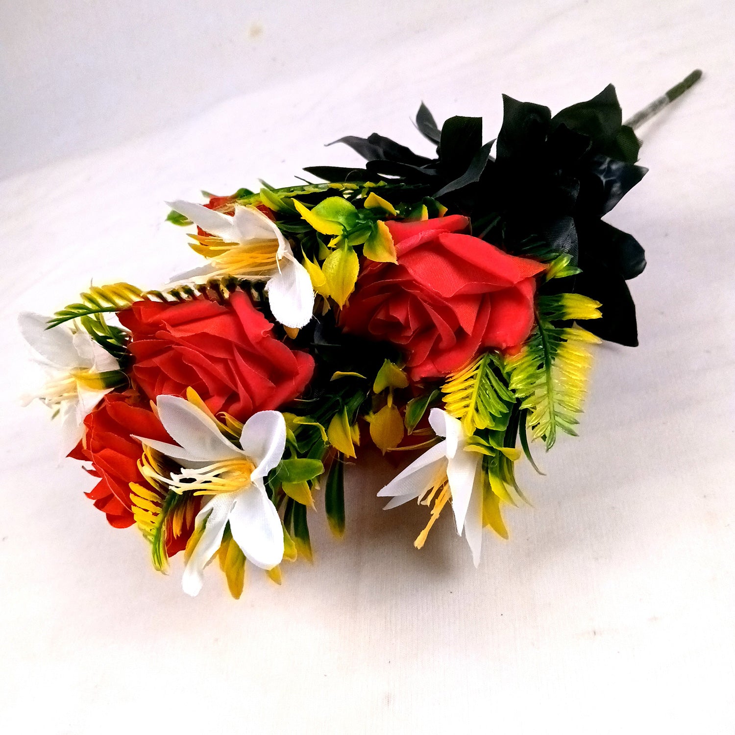 Artificial Flowers Rose Bunches for Vase Pot | Faux Flowers Stem - for Home Decor, Living Room, Office & Festivals Decoration (Vase Not Included) - 16 Inch - Apkamart