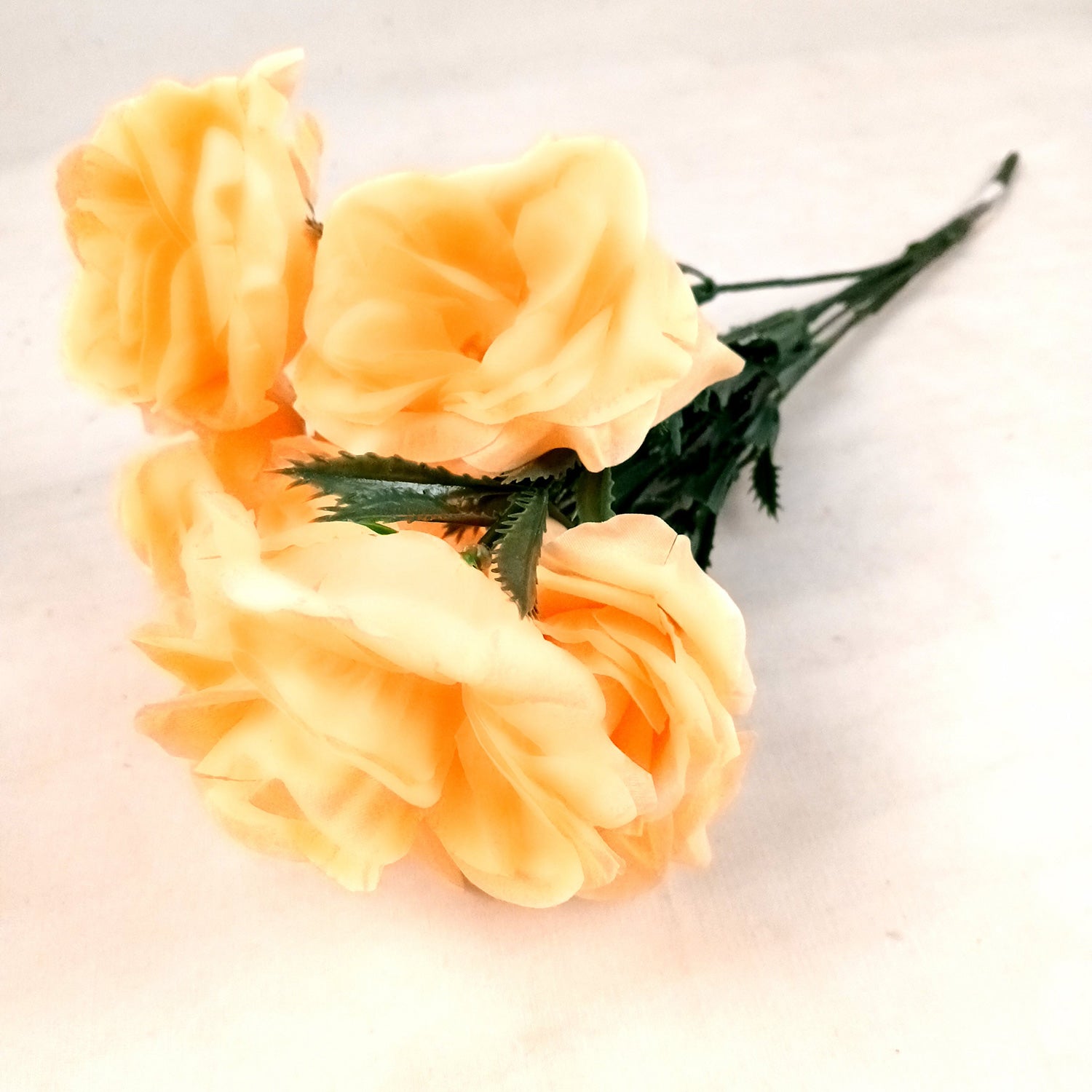 Artificial Flowers Rose Bunches for Vase Pot | Faux Flowers Stem - for Home Decor, Living Room, Office & Festivals Decoration (Vase Not Included) - 18 Inch - Apkamart #Colour_Orange