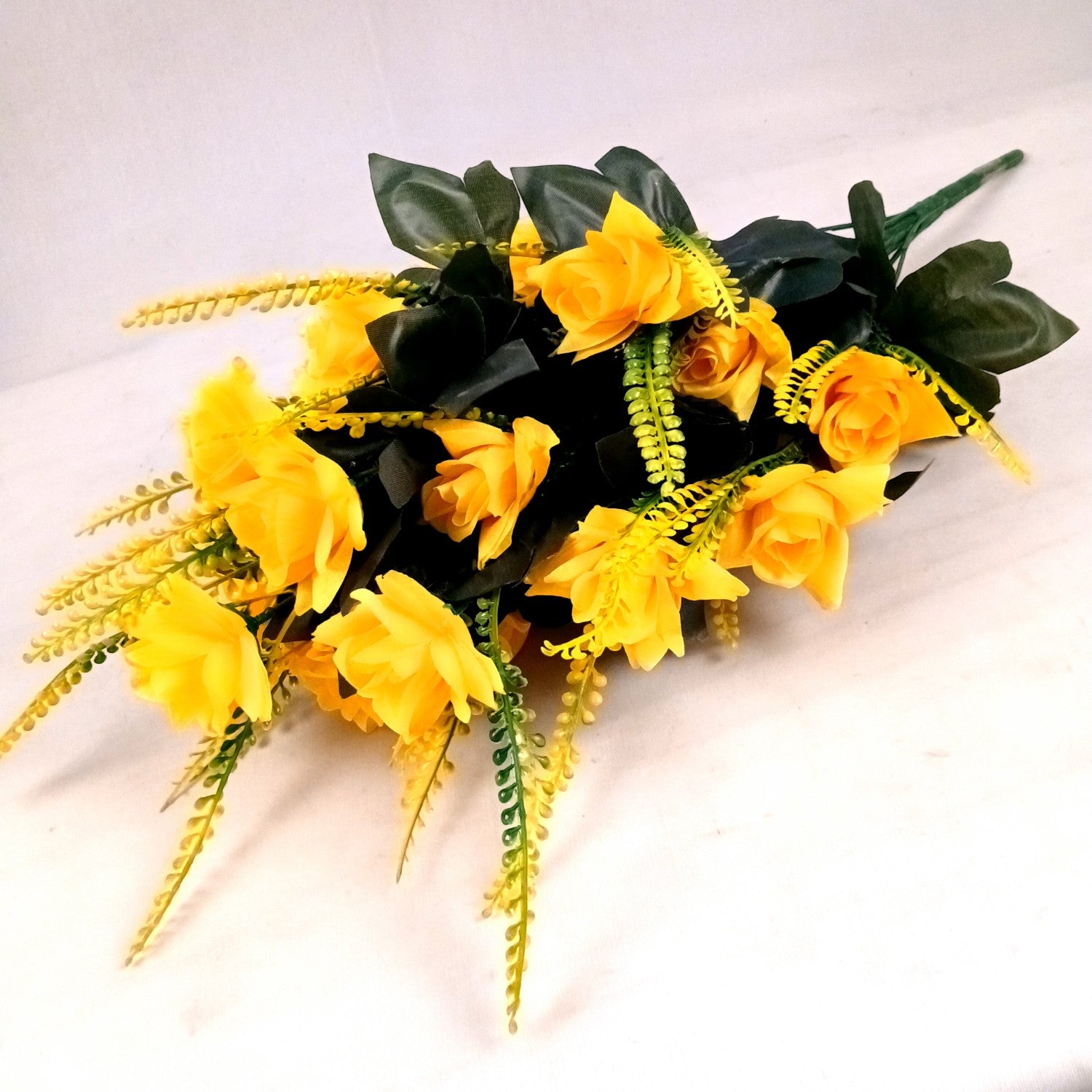 Artificial Flower Rose Bouquets | Faux Flowers Bunch - for Table Vase, Pot, Home Decor, Living Room, Side Table Centerpiece - 26 Inch - Apkamart #Colour_Yellow