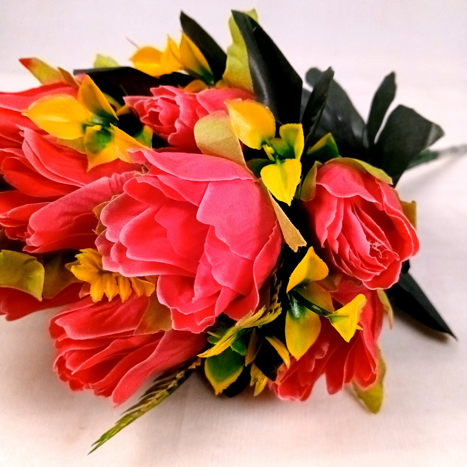 Artificial Flowers Rose Sticks | Faux Flowers Bunch / Bouquet - for Home Decor, Living Room, Office & Festivals Decoration (Vase Not Included) - 15 Inch - Apkamart #Colour_Pink