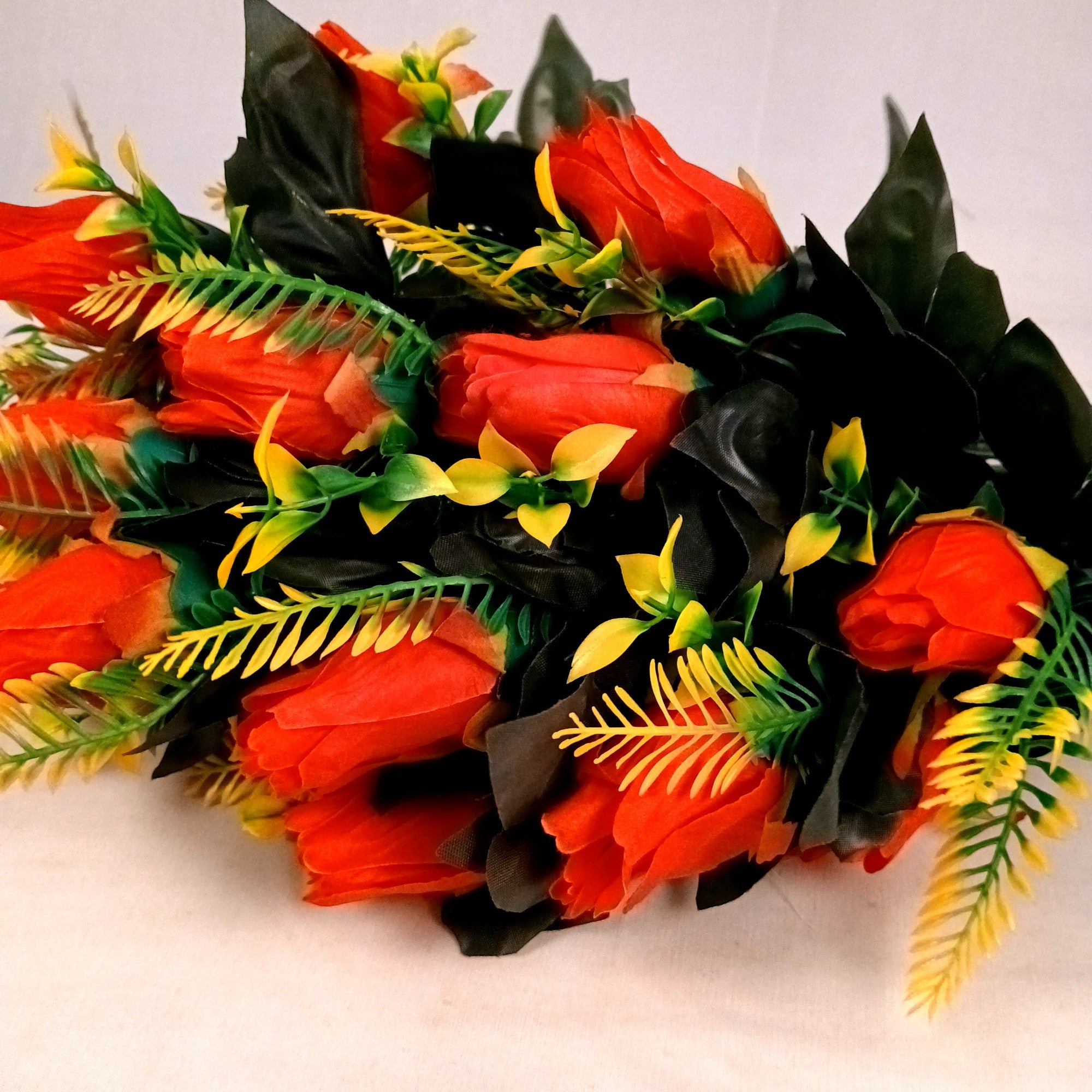 Artificial Flower Rose Bouquets | Fake Flowers Bunch - For Vase, Pot, Home, Bedroom, Balcony, Office Corner, Living Room - 26 Inch - Apkamart #Colour_Red