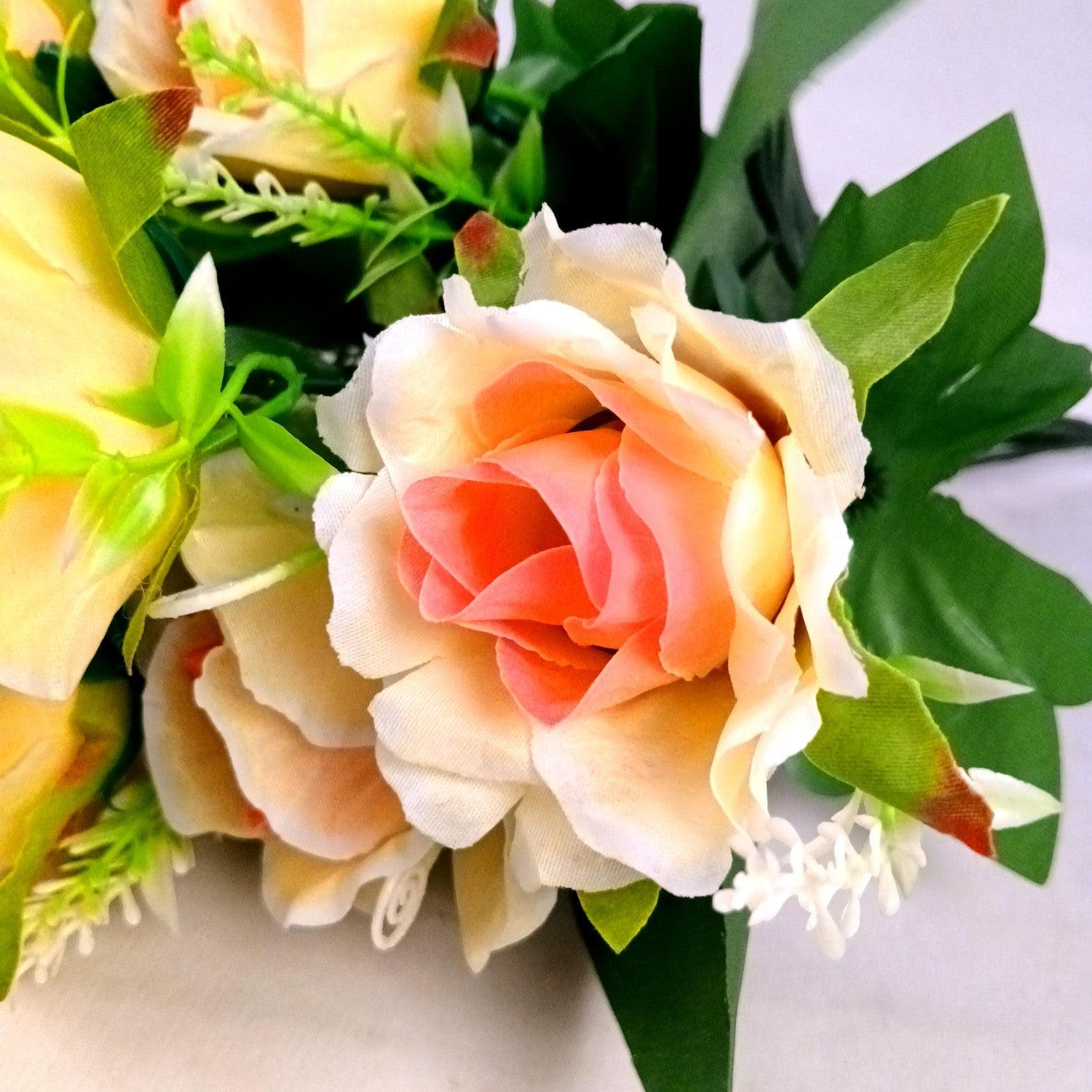 Artificial Rose Flower Bouquets | Faux Flowers Bunch - for Table Vase, Pot, Home Decor, Living Room, Side Table Centerpiece - 17 Inch - Apkamart #Style_Design 2