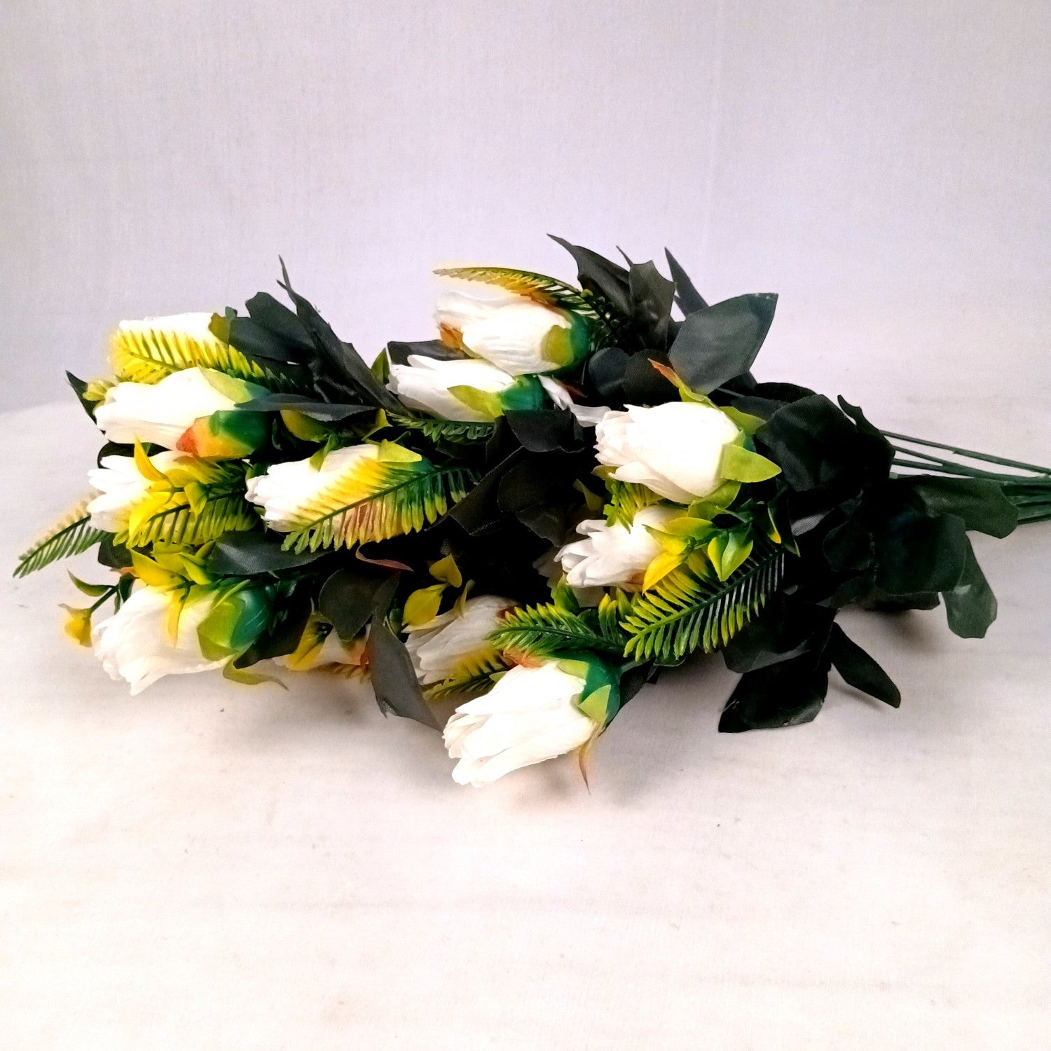 Artificial Flower Rose Bouquets | Fake Flowers Bunch - For Vase, Pot, Home, Bedroom, Balcony, Office Corner, Living Room - 26 Inch - Apkamart #Colour_White