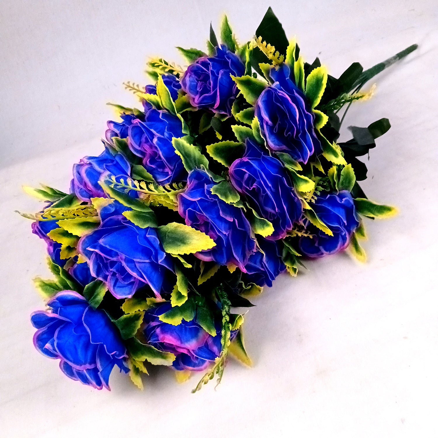 Artificial Flowers Rose Bunches for Vase | Faux Flowers Stem - for Home Decor, Living Room, Office & Festivals Decoration (Vase Not Included) - 27 Inch - Apkamart #Colour_Blue
