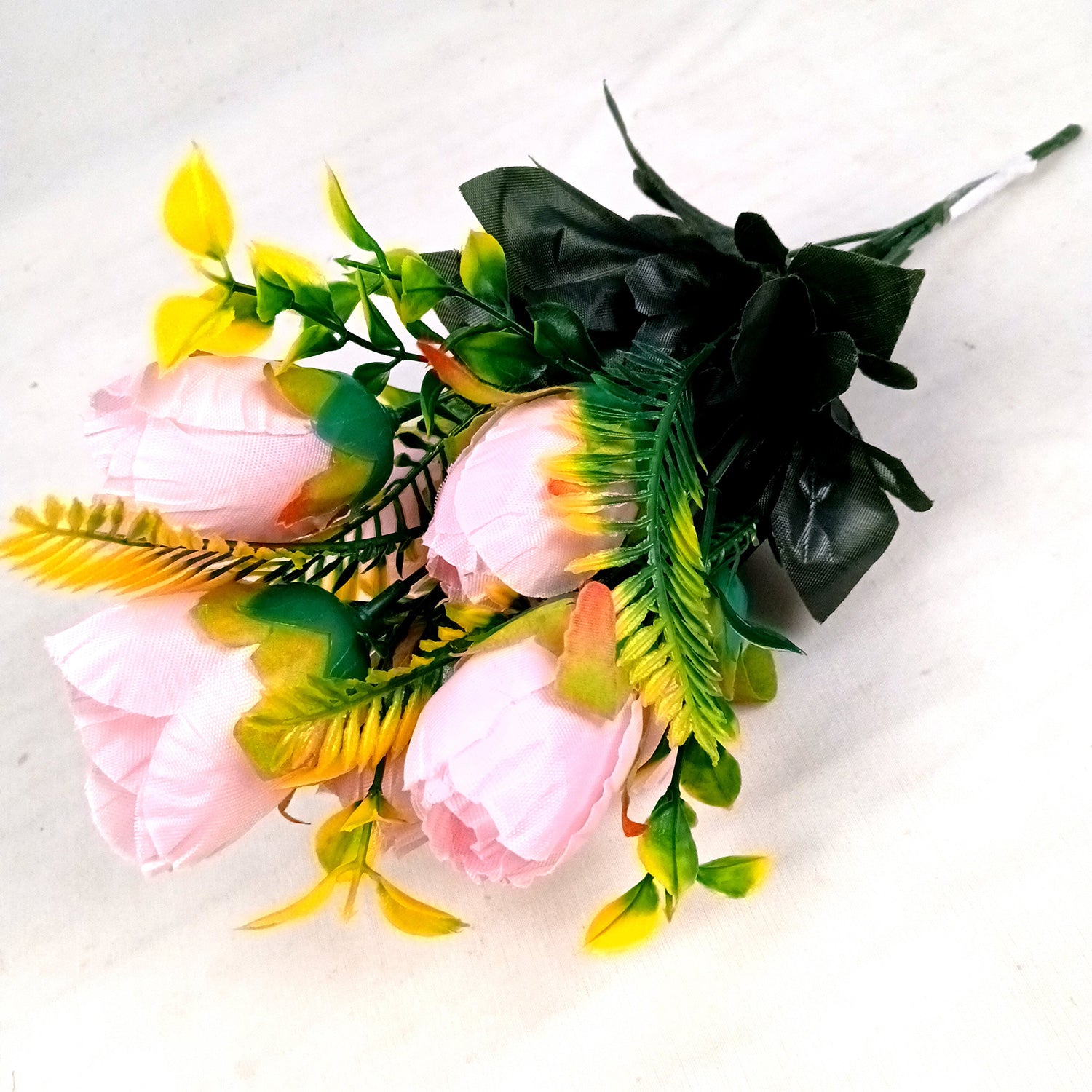 Artificial Flowers Rose Bunches For Pot | Faux Flower Sticks - for Home Decor, Living Room, Office & Festivals Decoration (Vase Not Included) - 14 Inch - Apkamart #Colour_Pink