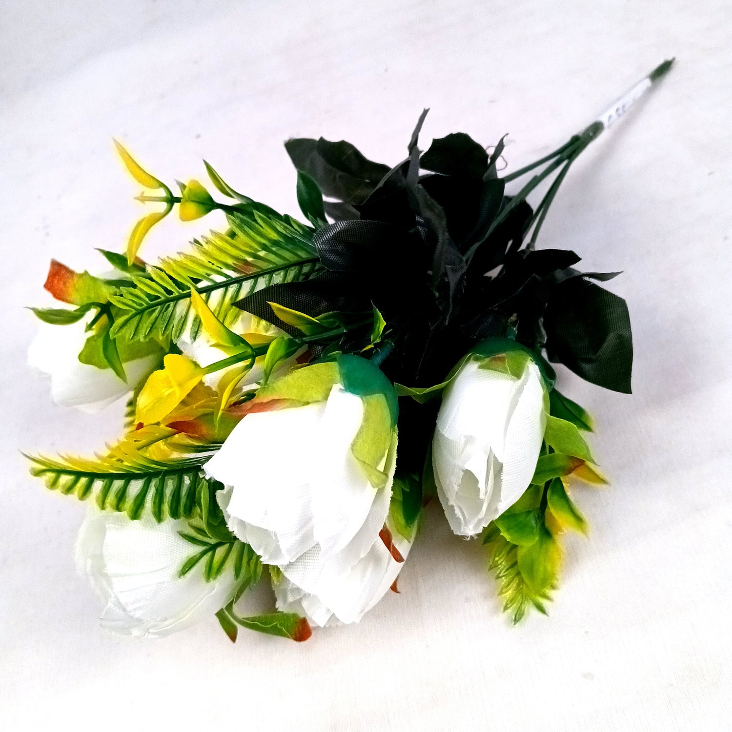 Artificial Flowers Rose Bunches For Pot | Faux Flower Sticks - for Home Decor, Living Room, Office & Festivals Decoration (Vase Not Included) - 14 Inch - Apkamart #Colour_White