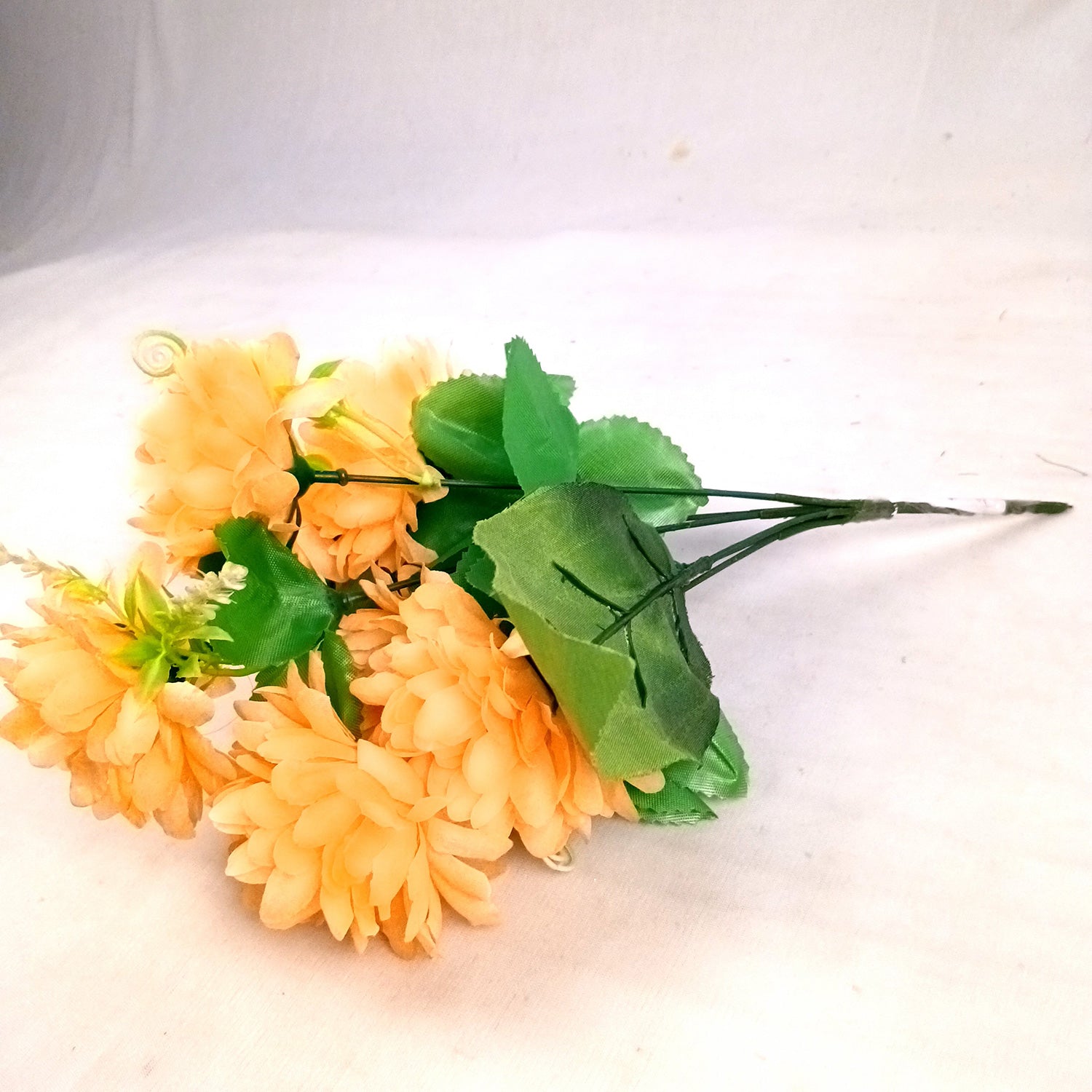 Artificial Flowers Dahlia Bunches for Vase Pot | Faux Flowers Stick - for Home Decor, Living Room, Wedding & Party Decoration (Vase Not Included) - 14 Inch - Apkamart #Colour_Orange