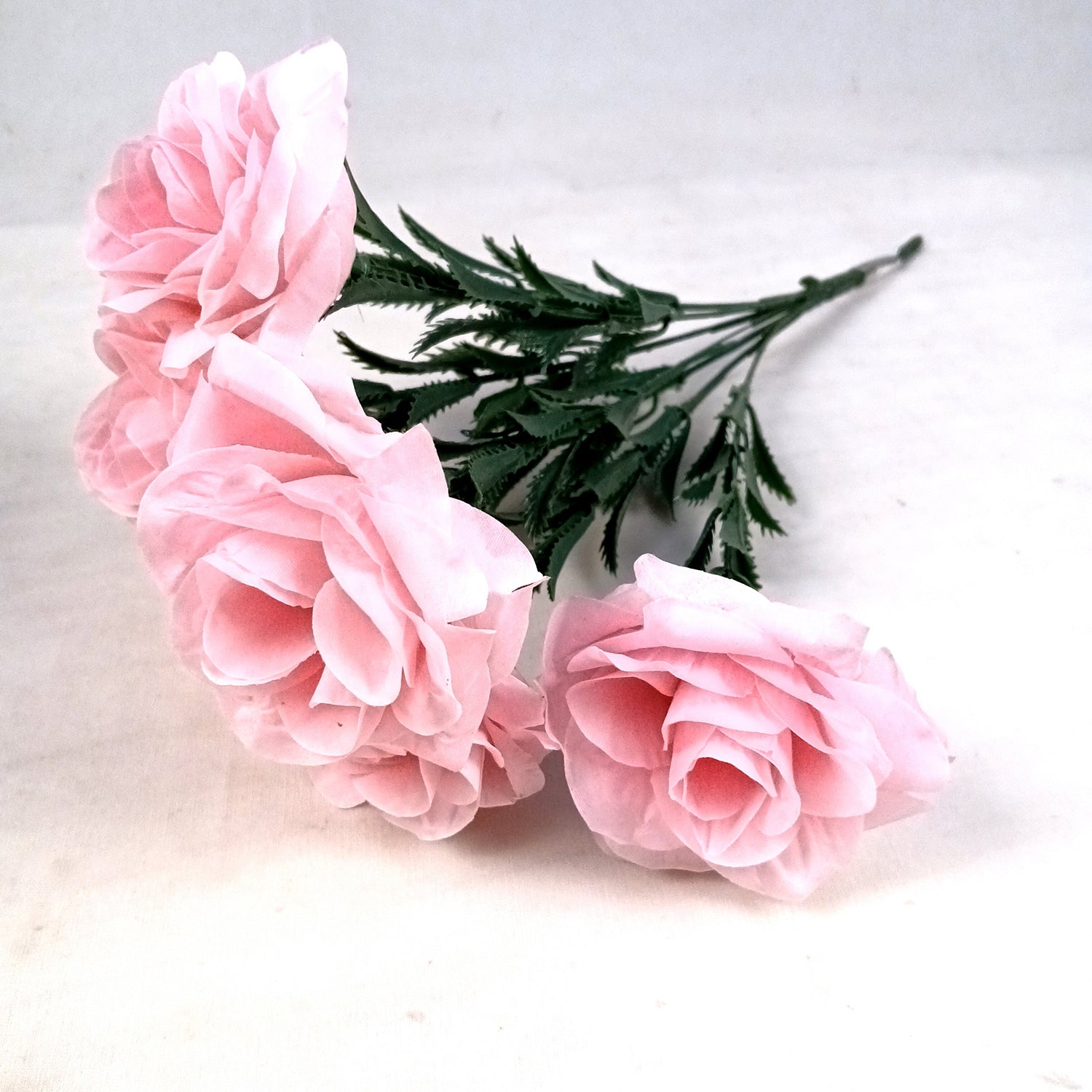 Artificial Flowers Rose Bunches for Vase Pot | Faux Flowers Sticks / Bouquet - for Home Decor, Living Room & Festivals Decoration (Vase Not Included) - 18 Inch - Apkamart #Colour_Pink