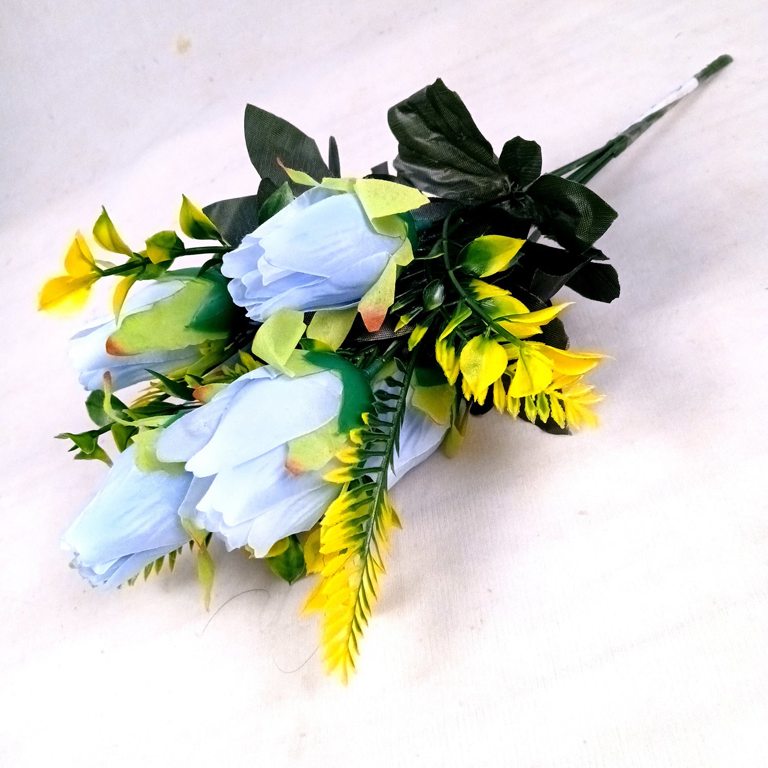 Artificial Flowers Rose Bunches for Vase Pot | Faux Flowers Stem - for Home Decor, Living Room, Office & Festivals Decoration (Vase Not Included) - 14 Inch - Apkamart #Colour_Blue