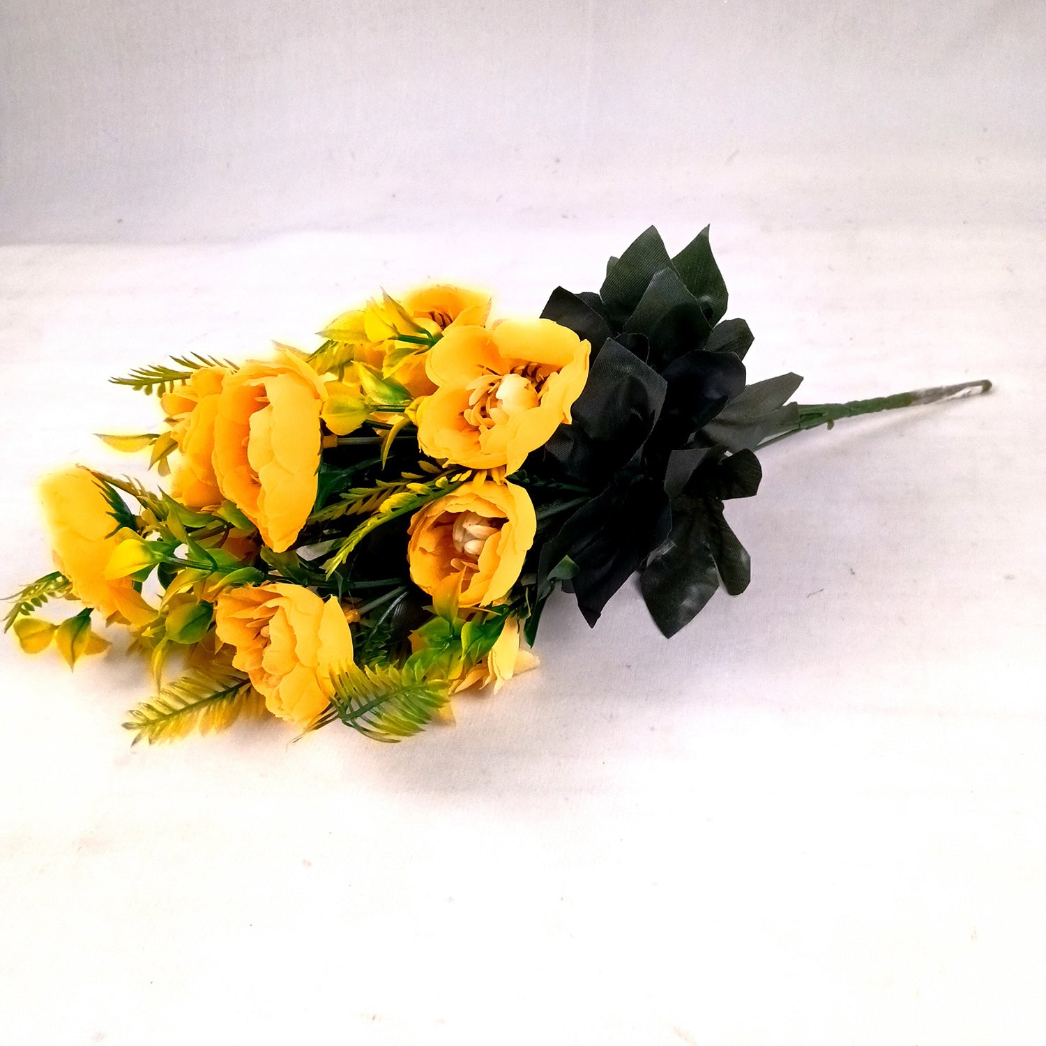 Artificial Flowers Rose Buoquet For Pot | Faux Flower Sticks - for Home Decor, Living Room, Office & Festivals Decoration (Vase Not Included) - 17 Inch - Apkamart #Colour_Yellow