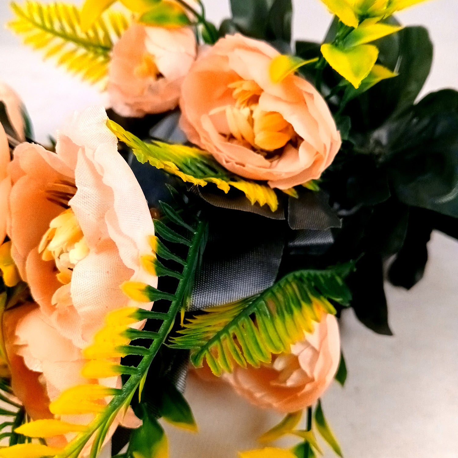 Artificial Flowers Rose Buoquet For Pot | Faux Flower Sticks - for Home Decor, Living Room, Office & Festivals Decoration (Vase Not Included) - 17 Inch - Apkamart #Colour_Orange