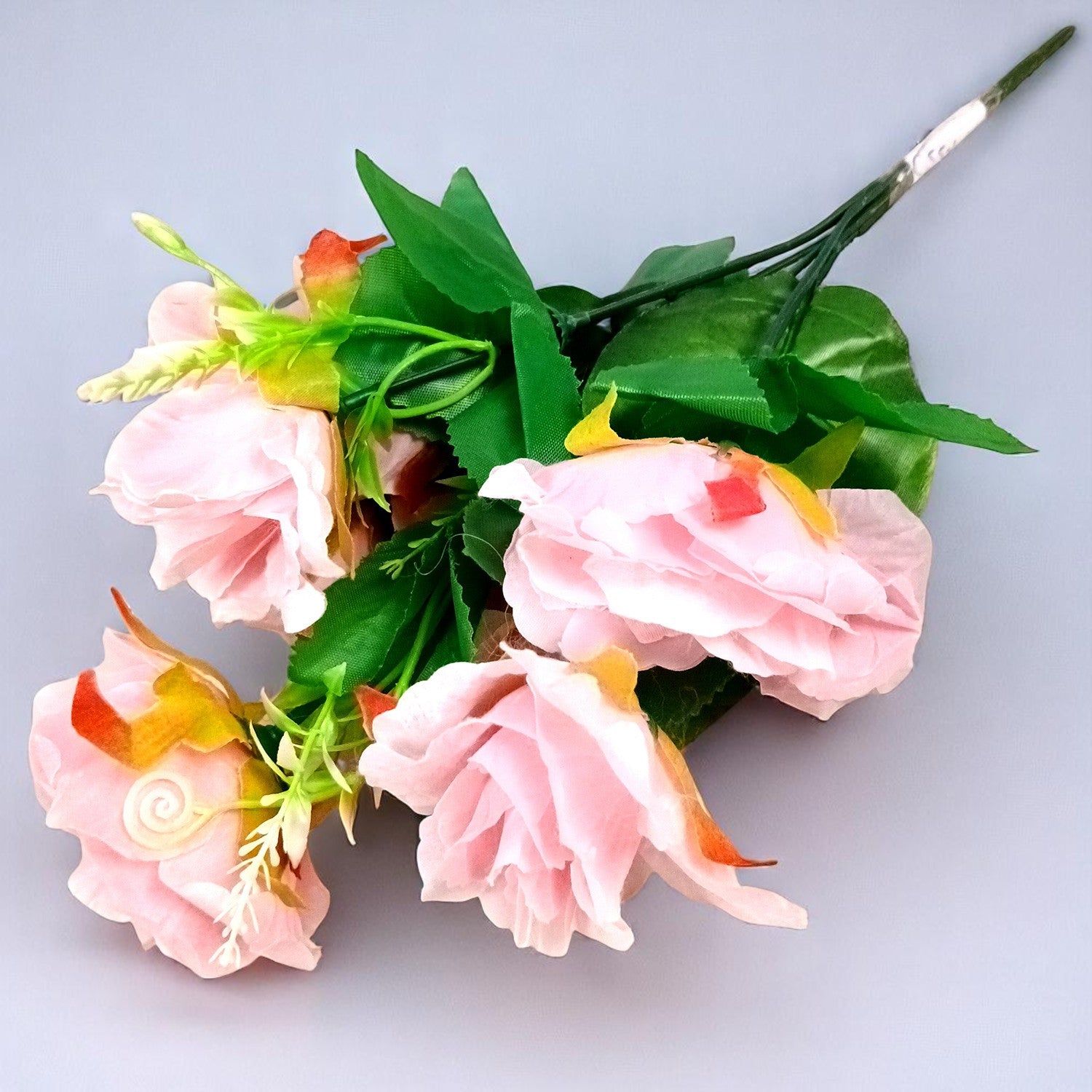 Artificial Flowers Rose Bunches for Vase Pot | Faux Flowers Stem - for Home Decor, Living Room, Office & Festivals Decoration (Vase Not Included) - 14 Inch - Apkamart #Colour_Pink