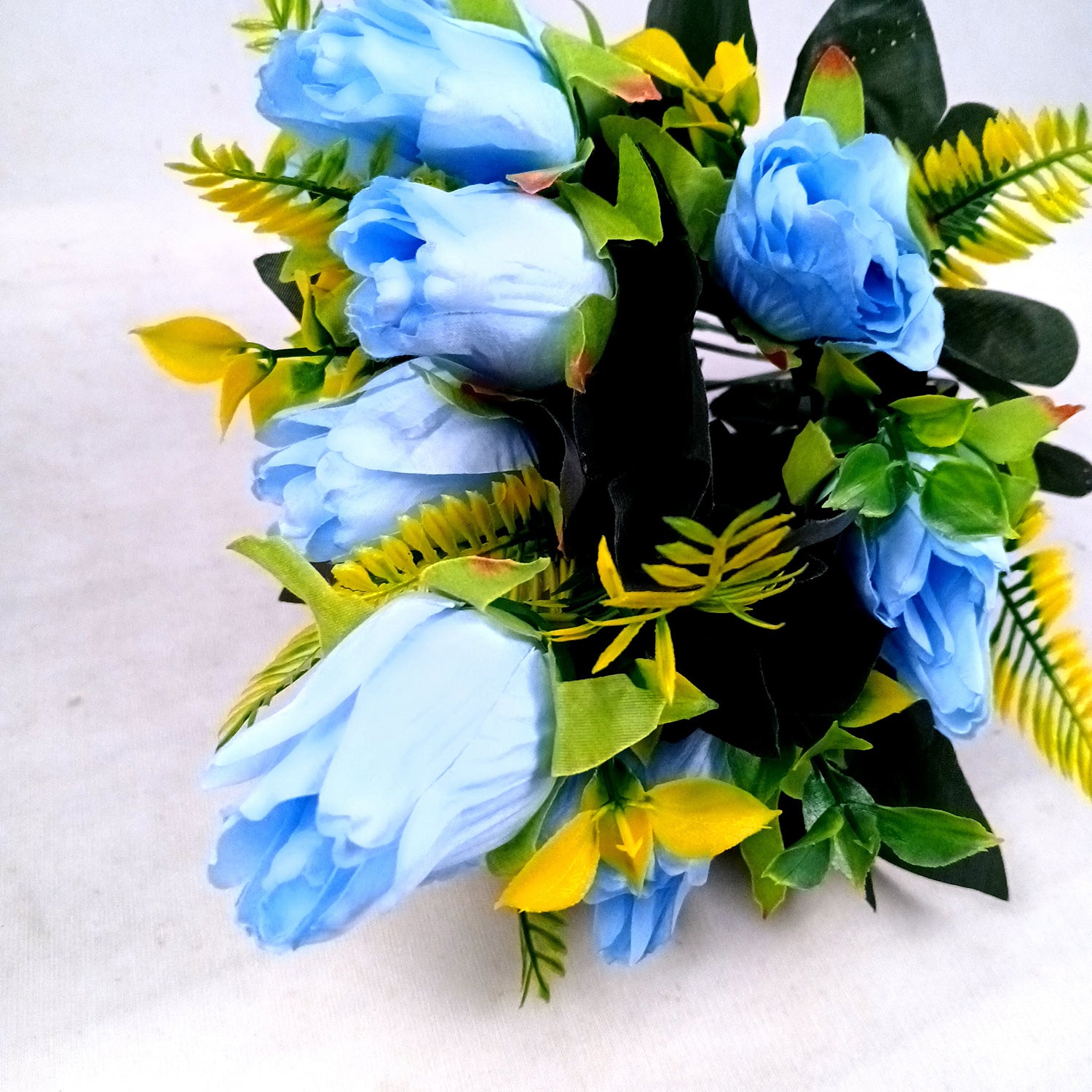 Artificial Flowers Rose Bunches for Vase Pot | Faux Flowers Stem - for Home Decor, Living Room, Office & Festivals Decoration (Vase Not Included) - 14 Inch - Apkamart #Colour_Blue