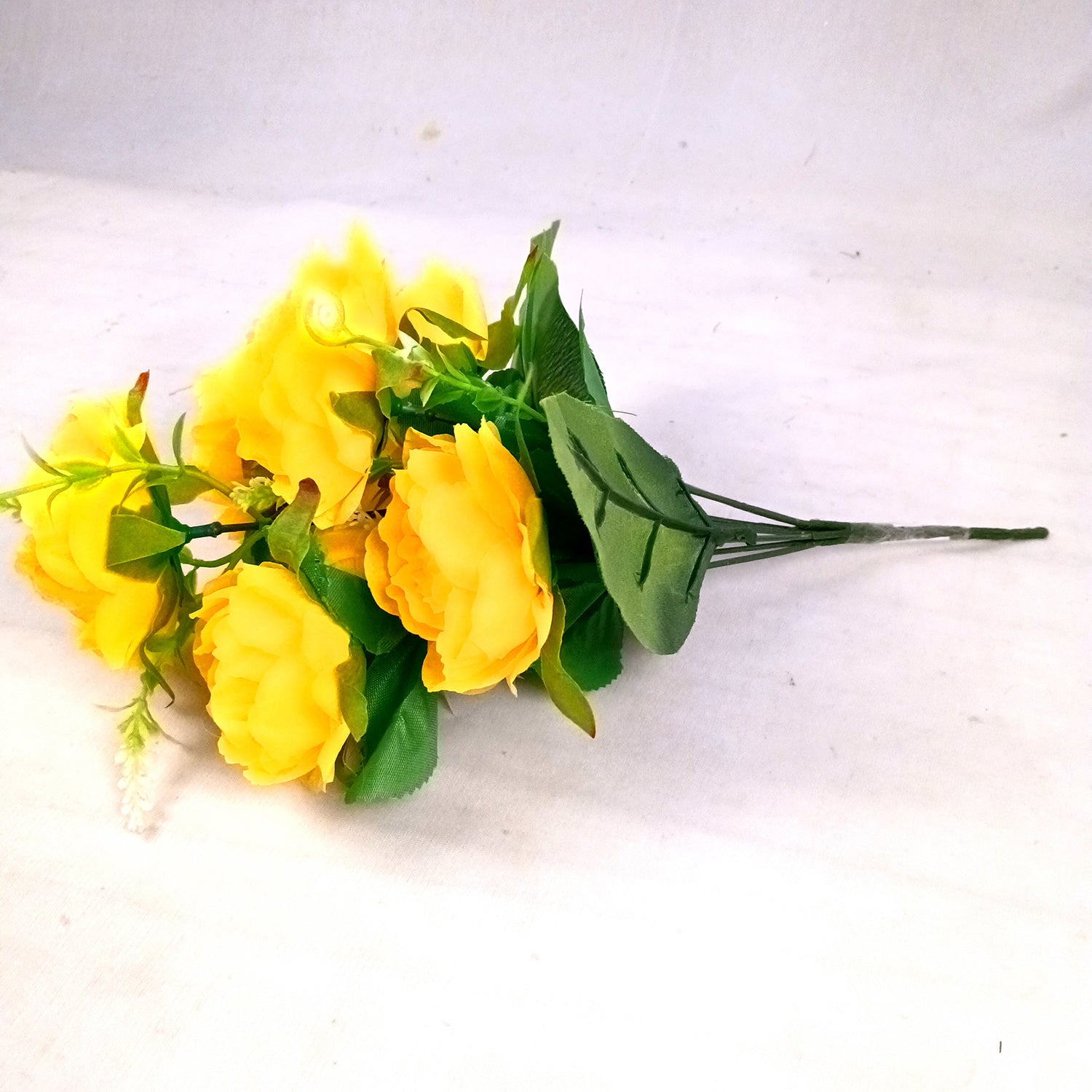 Artificial Flowers Rose Bunches for Vase Pot | Faux Flowers Stem - for Home Decor, Living Room, Office & Festivals Decoration (Vase Not Included) - 14 Inch - Apkamart #Colour_Yellow