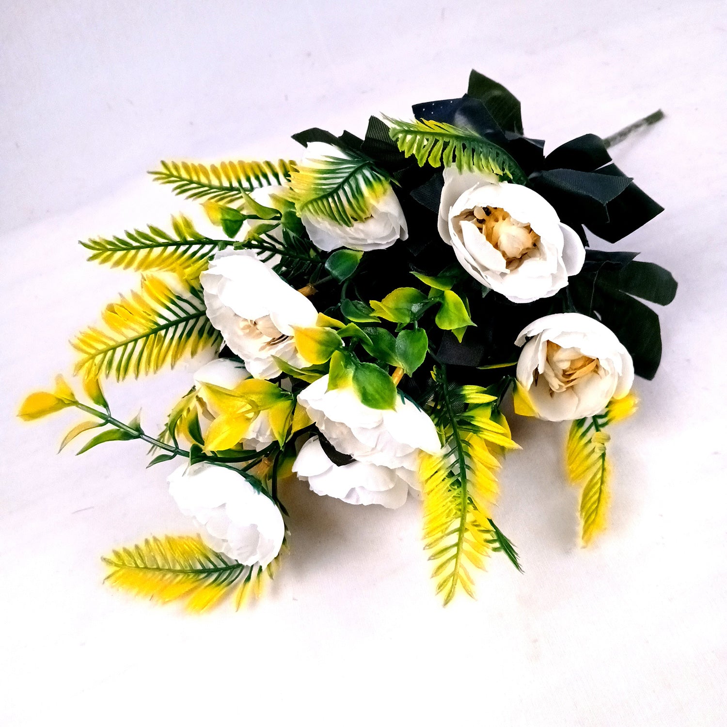 Artificial Flower Plant With Fruits | Decorative Flowers Bunch & Stems - for Table Vase, Pot, Home Decor, Living Room, Side Table Centerpiece & Festival Decoration - Apkamart #Color_White