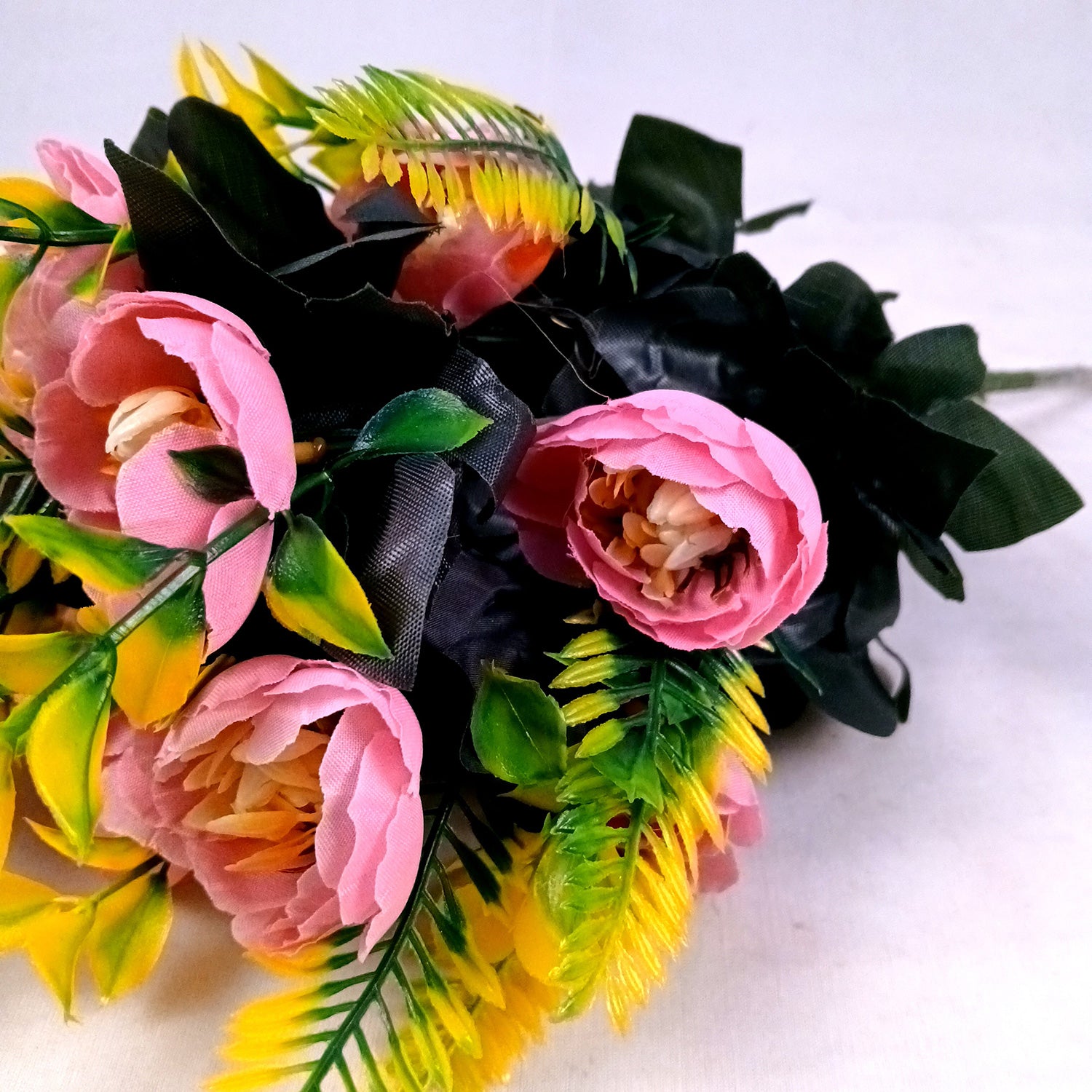 Artificial Flowers Rose Buoquet For Pot | Faux Flower Sticks - for Home Decor, Living Room, Office & Festivals Decoration (Vase Not Included) - 17 Inch - Apkamart #Colour_Pink