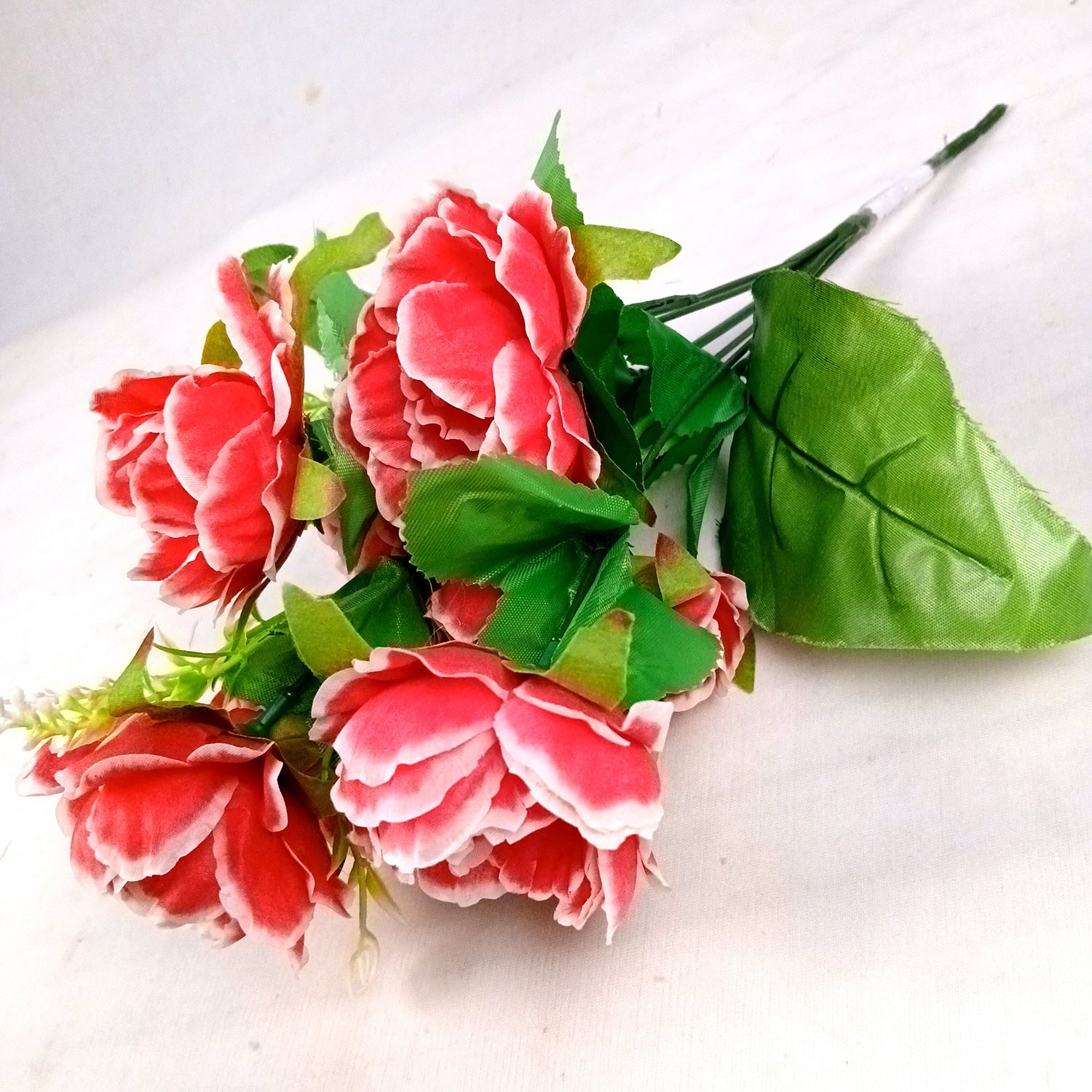 Artificial Flowers Rose Bunches for Vase Pot | Faux Flowers Stem - for Home Decor, Living Room, Office & Festivals Decoration (Vase Not Included) - 14 Inch - Apkamart #Colour_Pink