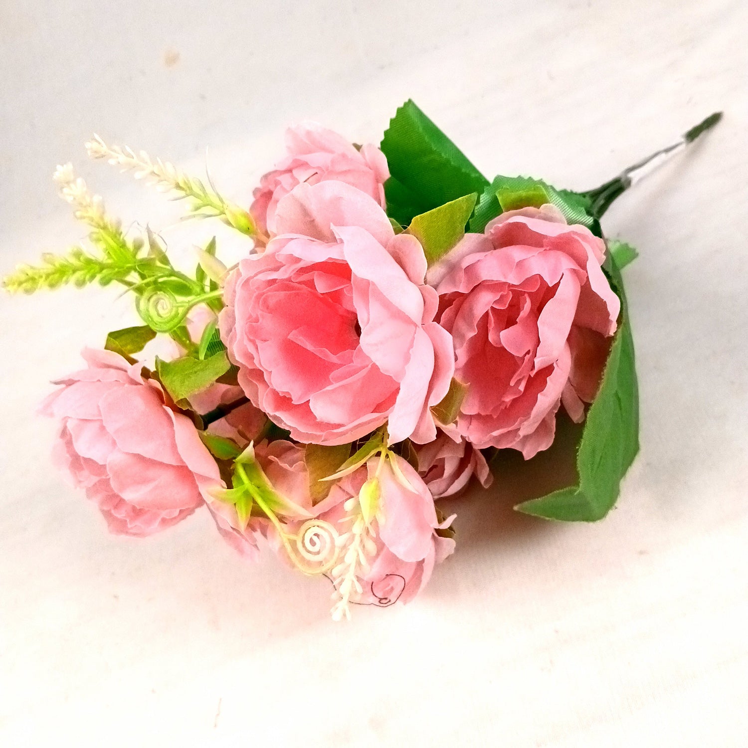 Artificial Flowers Rose Sticks | Faux Flowers Bunch - for Home Decor, Living Room, Office & Festivals Decoration (Vase Not Included) - 15 Inch - Apkamart #Colour_Pink