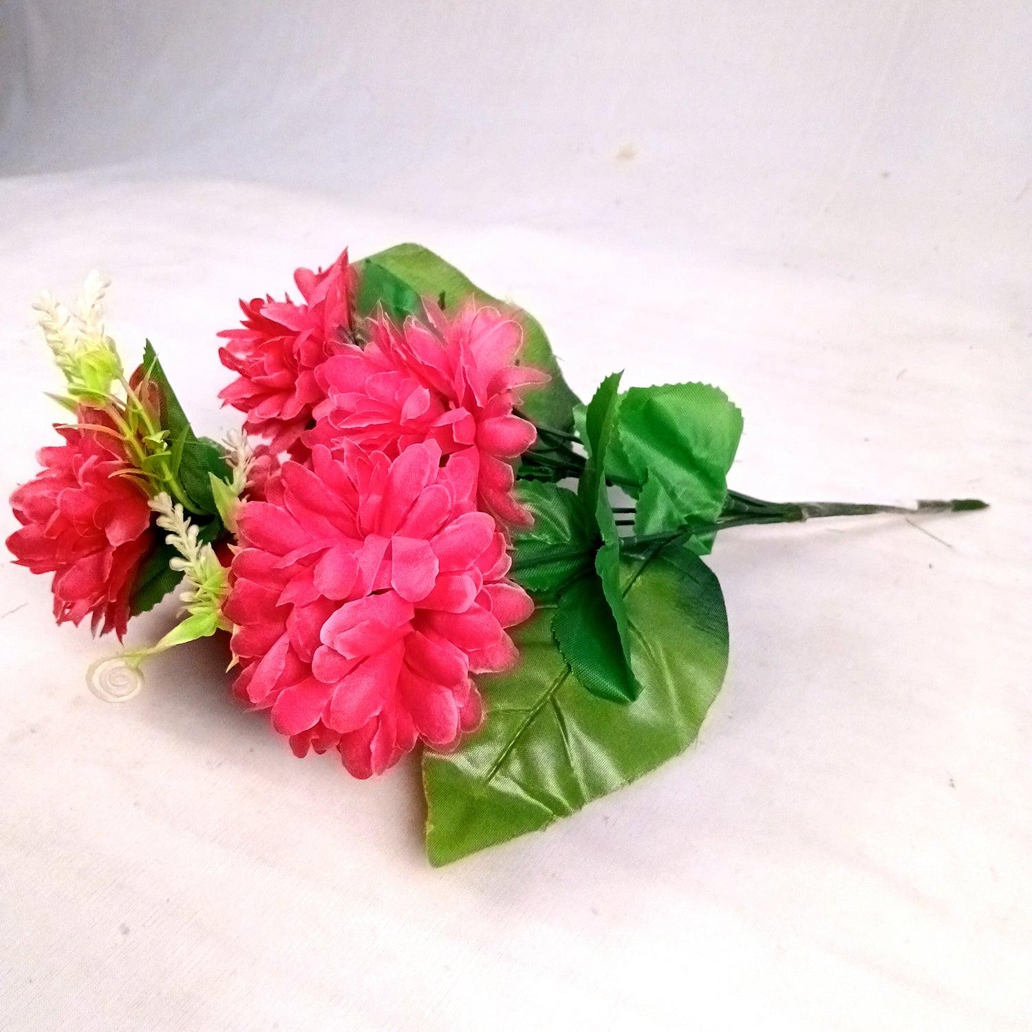 Artificial Flowers Dahlia Bunches for Vase Pot | Faux Flowers Stick - for Home Decor, Living Room, Wedding & Party Decoration (Vase Not Included) - 14 Inch - Apkamart #Colour_Pink