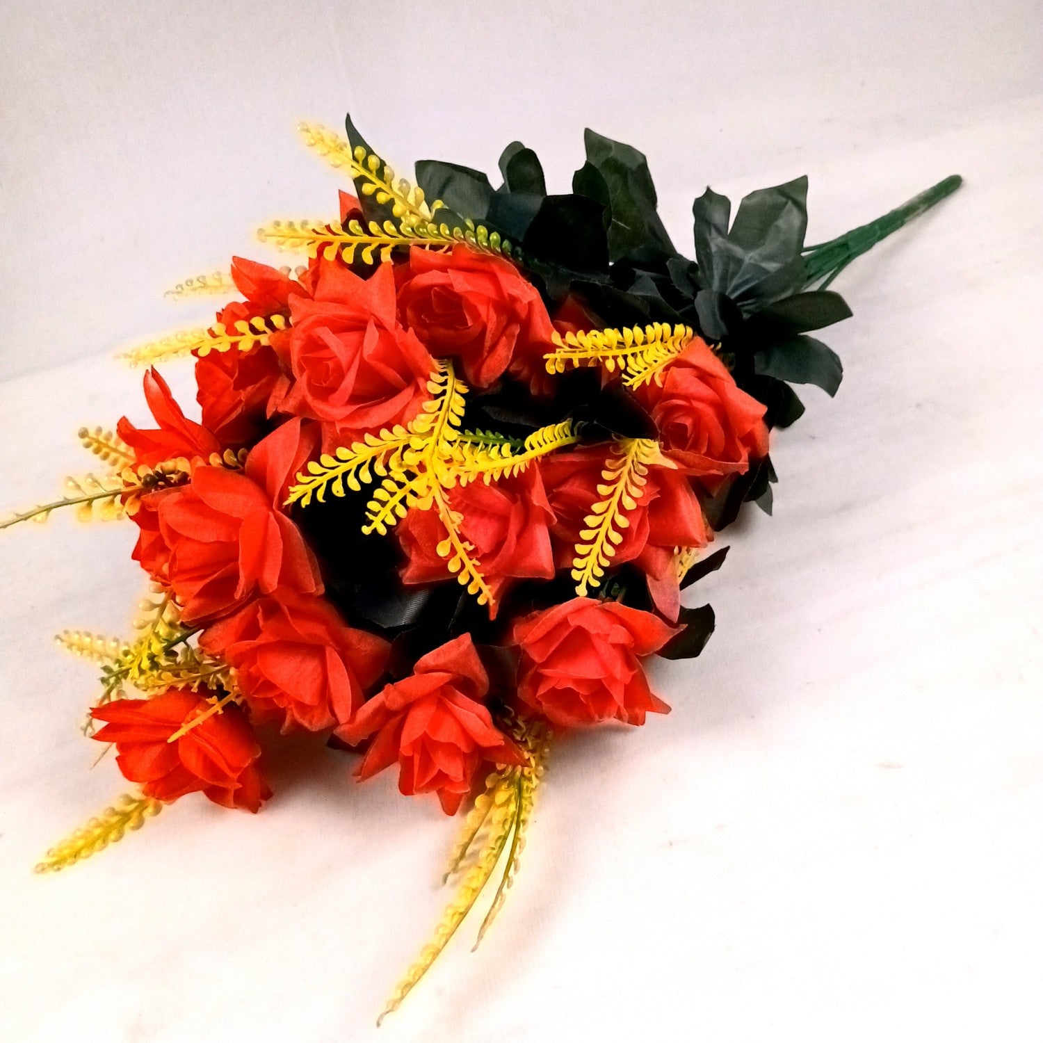 Artificial Flower Rose Bouquets | Faux Flowers Bunch - for Table Vase, Pot, Home Decor, Living Room, Side Table Centerpiece - 26 Inch - Apkamart #Colour_Red