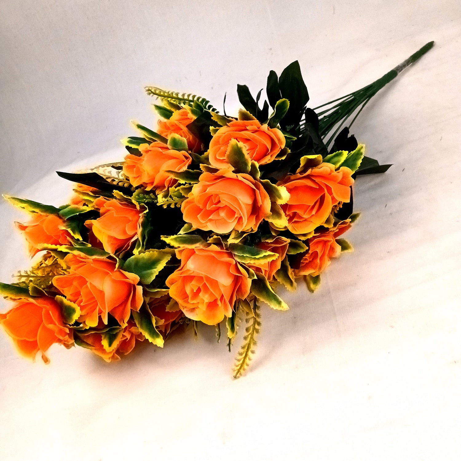 Artificial Flowers Rose Sticks | Faux Flowers Bunch - for Home Decor, Living Room, Office & Festivals Decoration (Vase Not Included) - 27 Inch - Apkamart #Colour_Orange