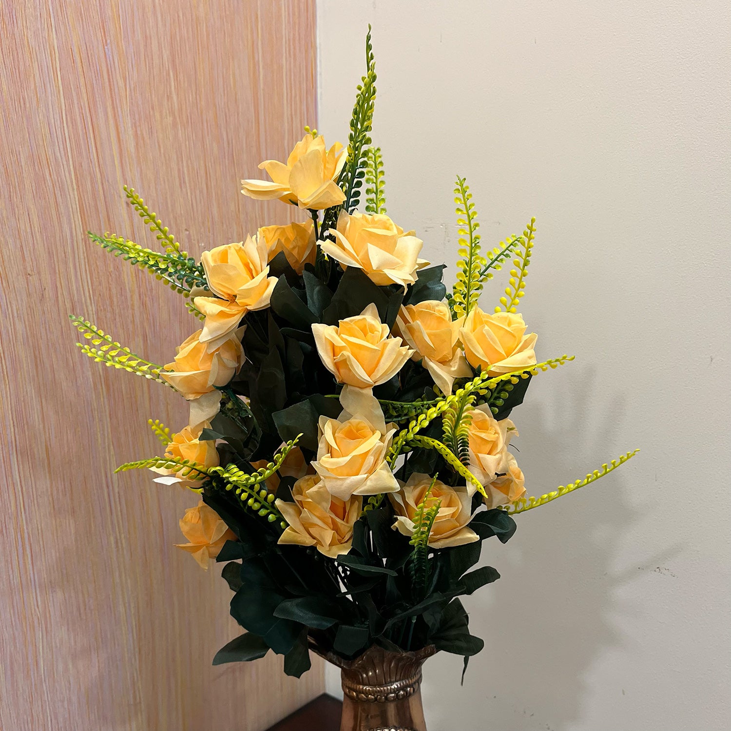 Artificial Flower Rose Bouquets | Faux Flowers Bunch - for Table Vase, Pot, Home Decor, Living Room, Side Table Centerpiece - 26 Inch - Apkamart #Colour_Orange