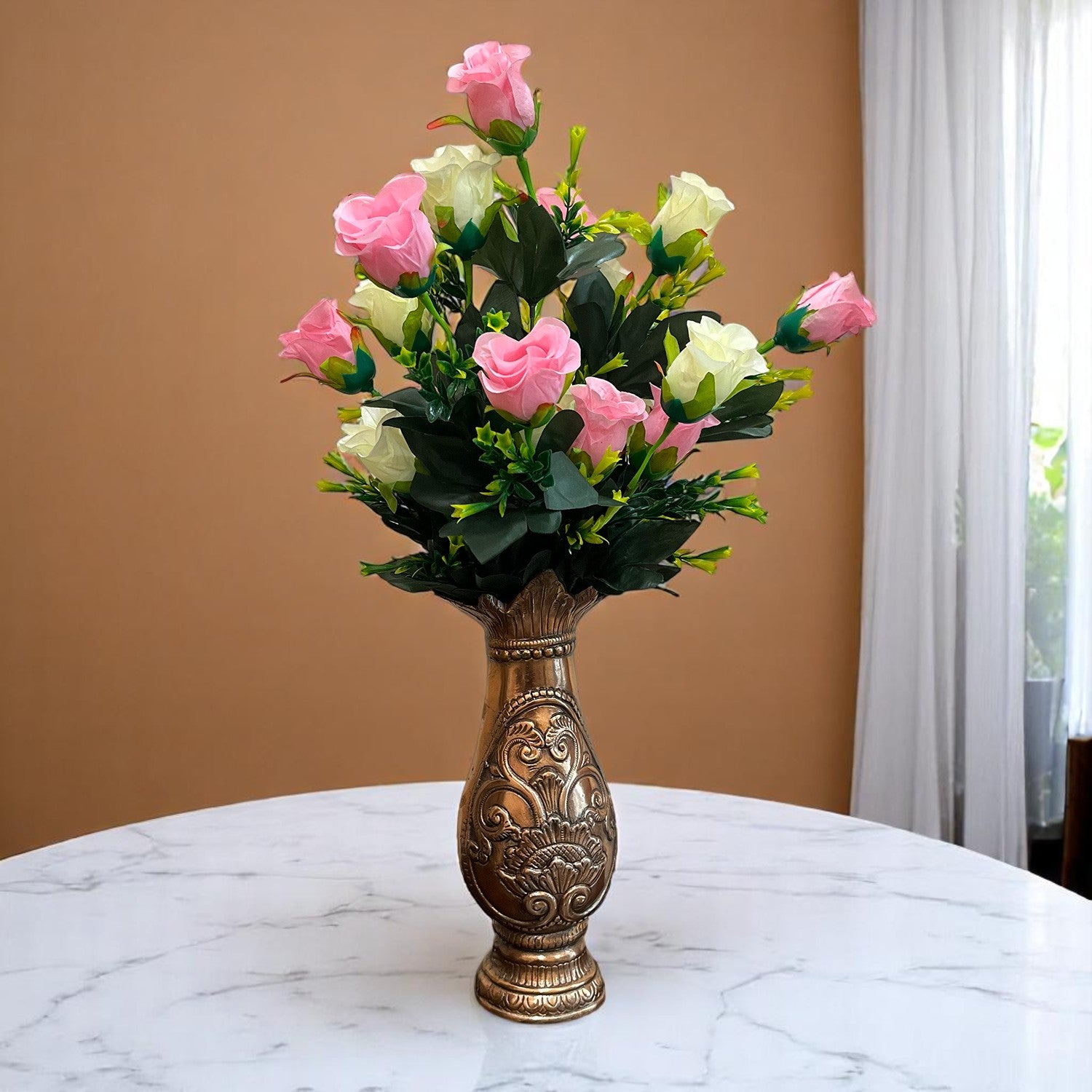 Artificial Flower Bouquets | Faux Flowers Bunch - for Table Vase, Pot, Home Decor, Living Room, Side Table Centerpiece - 29 Inch - Apkamart #Style_Design 1