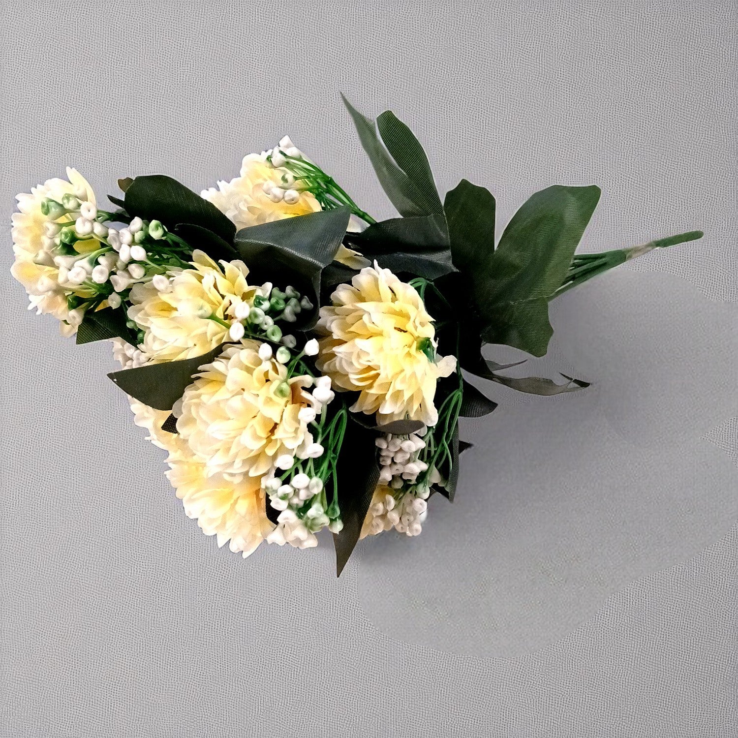 Artificial Flower Plant With Vase Pot | Decorative Flowers Bunch & Stems - for Table Vase, Pot, Home Decor, Living Room, Side Table Centerpiece & Festival Decoration - Apkamart #Colour_Off White