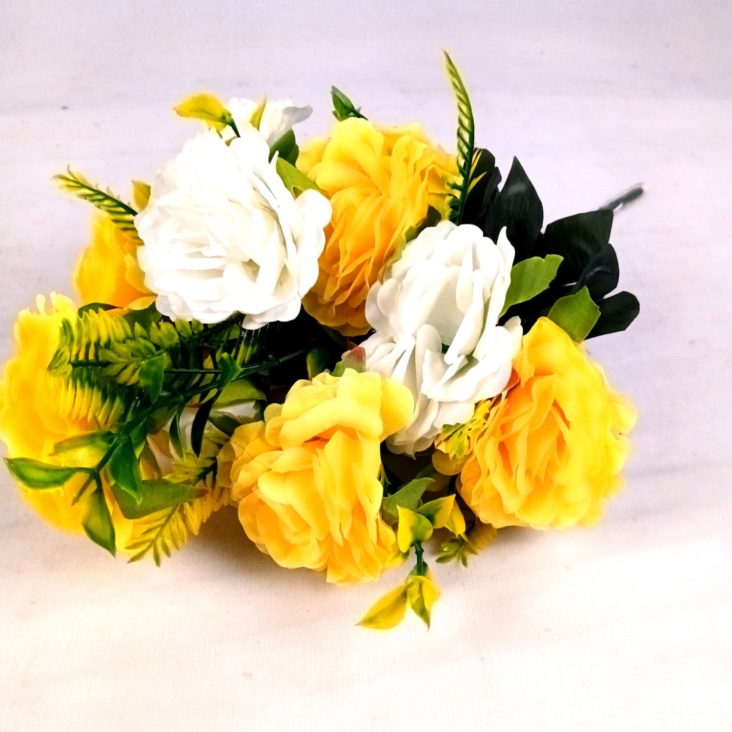 Artificial Flowers Rose Bunches for Vase Pot | Faux Flowers Stem - for Home Decor Living Office Corner Room Side Table Centerpiece - 18 Inch - Apkamart #Style_Design 1