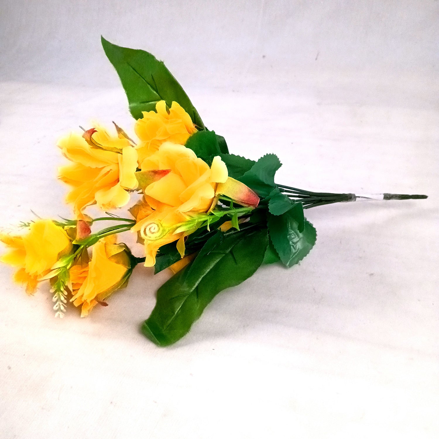 Artificial Flowers Rose Bunches for Vase Pot | Faux Flowers Stem - for Home Decor, Living Room, Office & Festivals Decoration (Vase Not Included) - 14 Inch - Apkamart #Colour_Yellow
