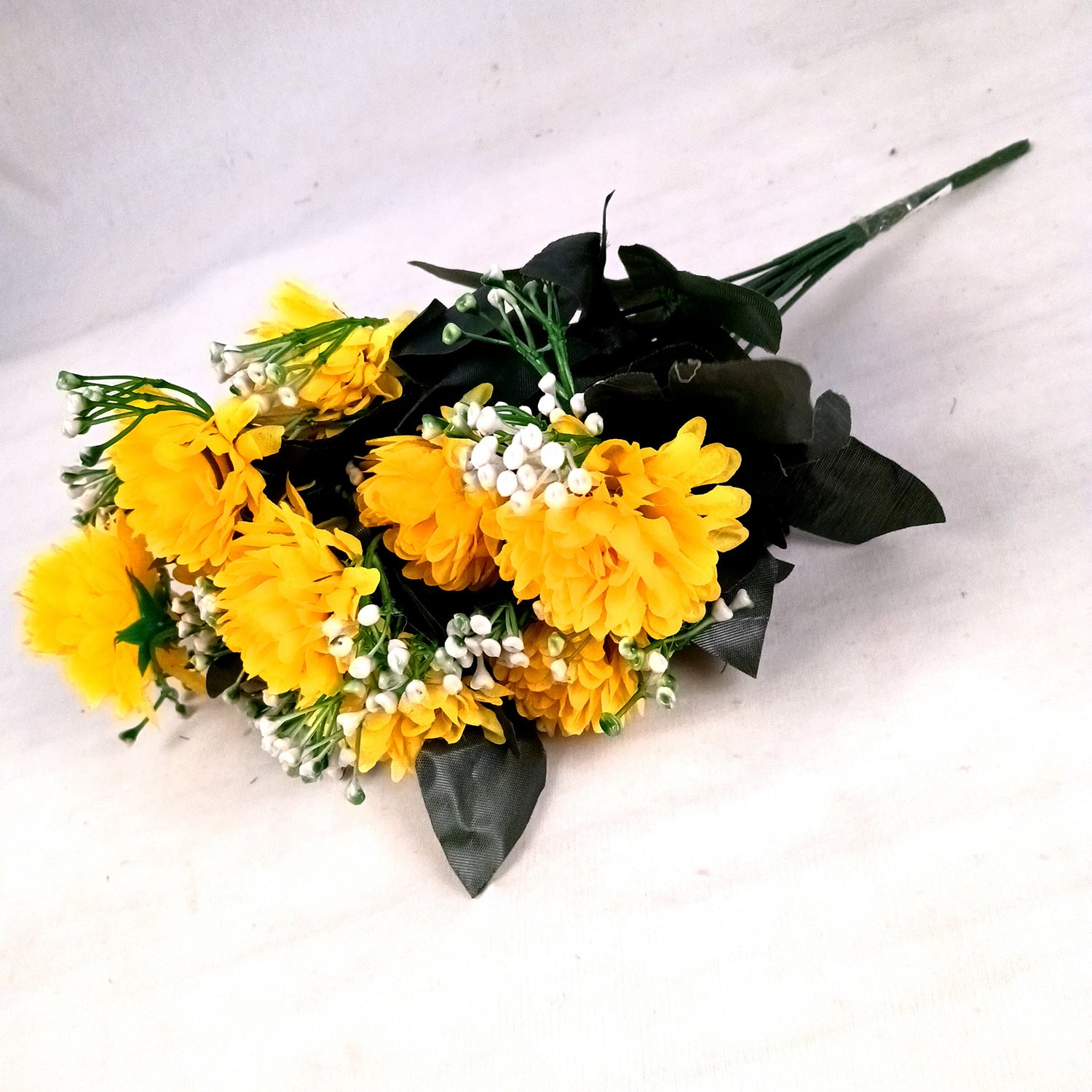 Artificial Flower Bouquet | Faux Flowers & Plants Bunch - for Table Vase, Pot, Home Decor, Living Room, Side Table Center piece Decoration - Apkamart #Color_Yellow
