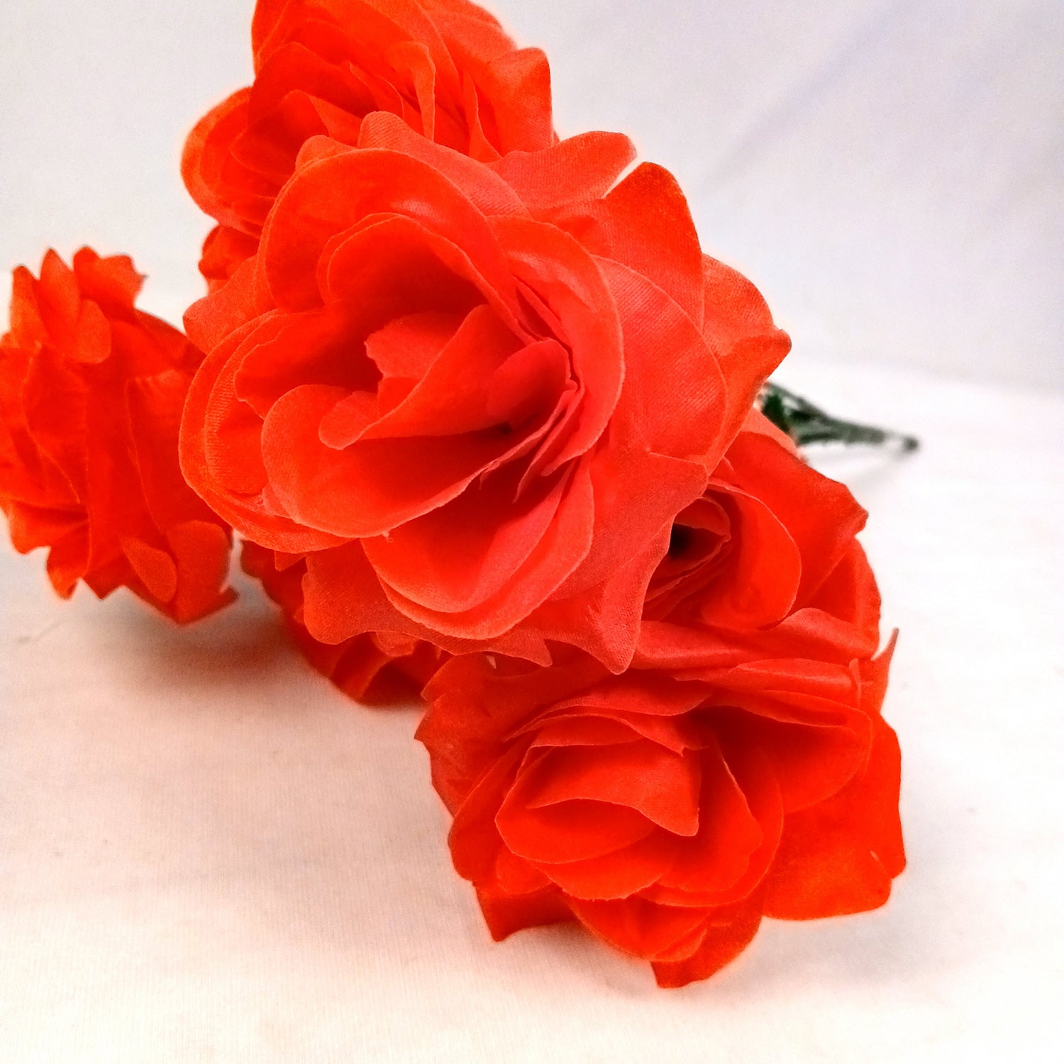 Artificial Flowers Rose Bunches for Vase Pot | Faux Flowers Stem - for Home Decor, Living Room, Office & Festivals Decoration (Vase Not Included) - 18 Inch - Apkamart #Colour_Red