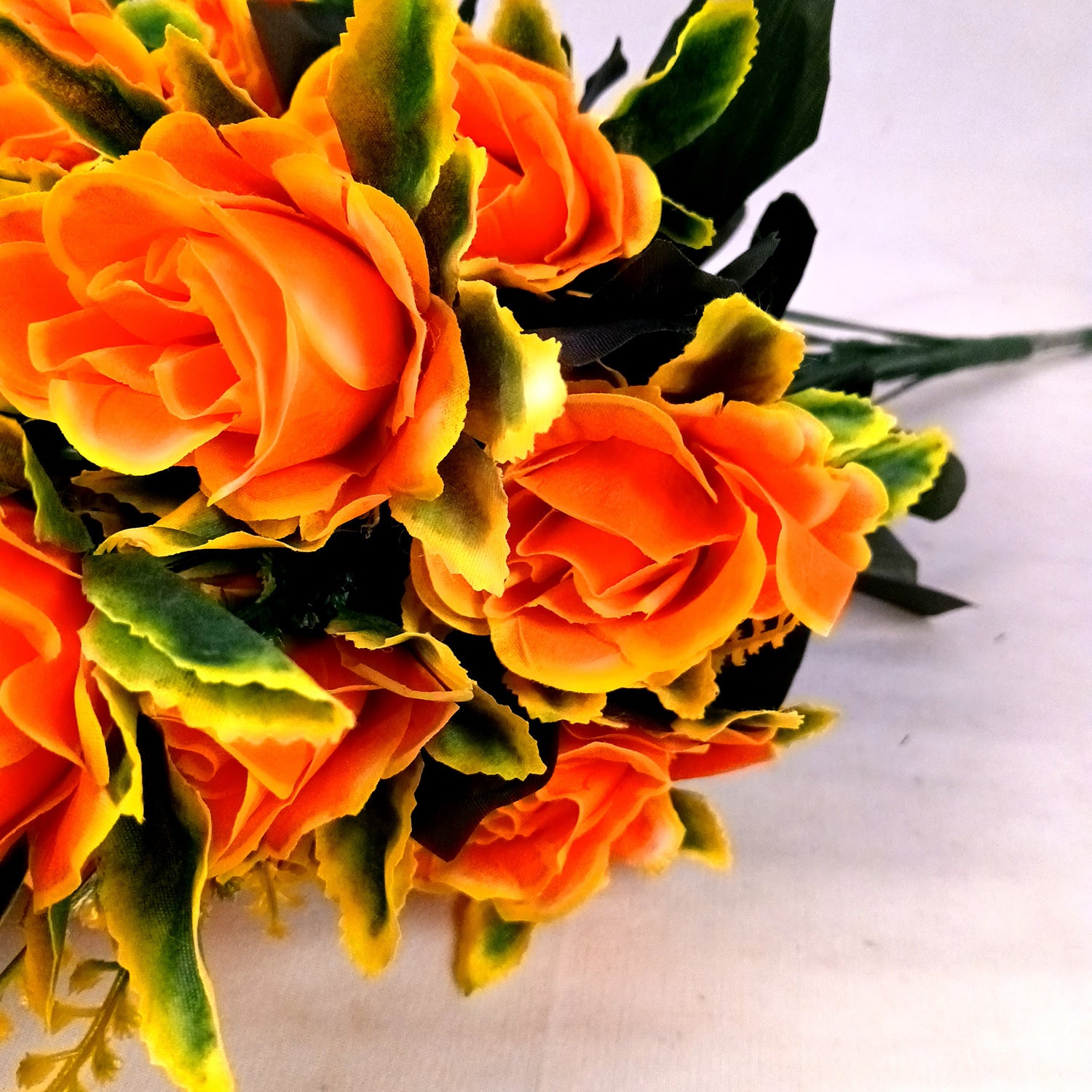 Artificial Flowers Rose Sticks | Faux Flowers Bunch - for Home Decor, Living Room, Office & Festivals Decoration (Vase Not Included) - 27 Inch - Apkamart #Colour_Orange