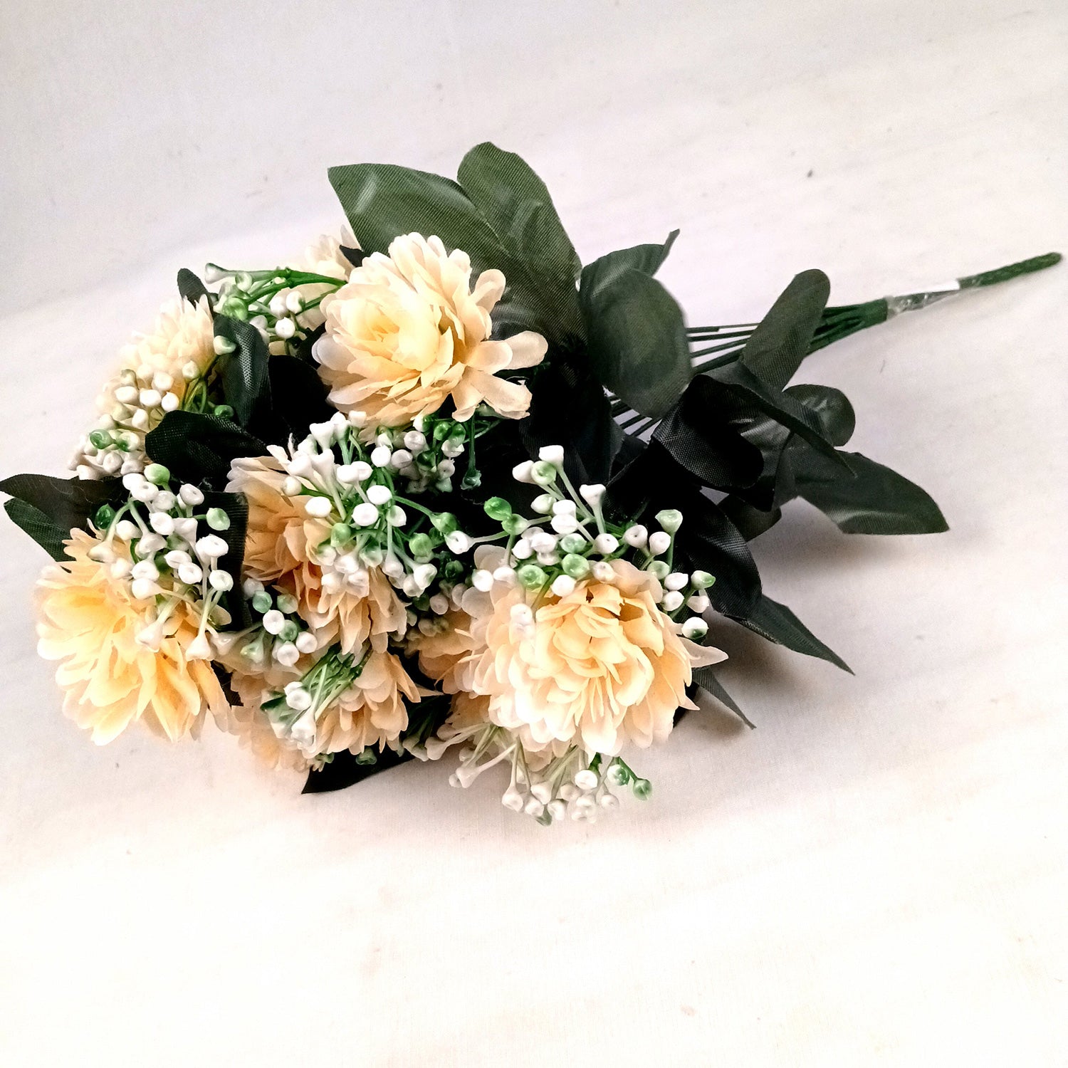 Artificial Flower Plant With Vase Pot | Decorative Flowers Bunch & Stems - for Table Vase, Pot, Home Decor, Living Room, Side Table Centerpiece & Festival Decoration - Apkamart #Colour_Orange