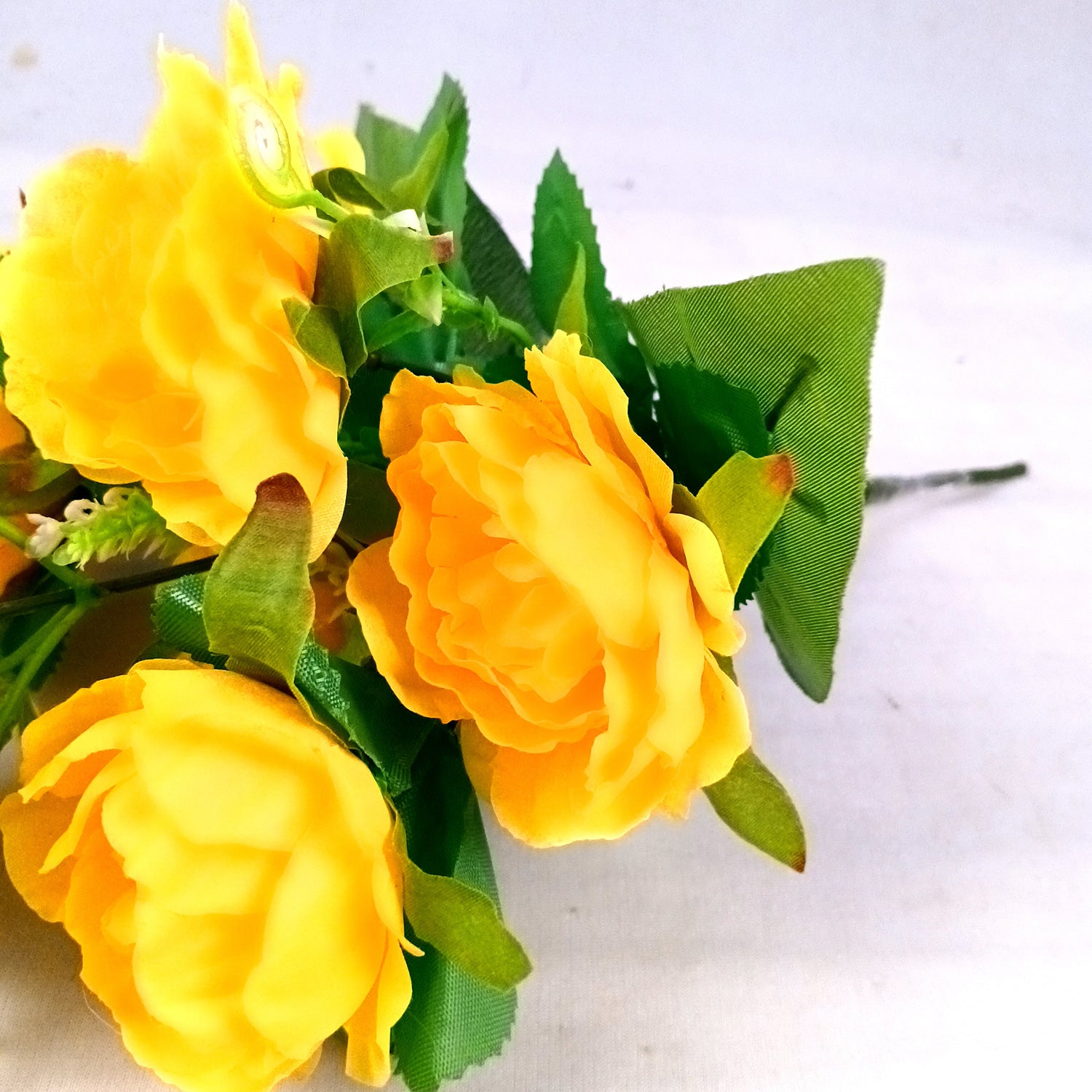 Artificial Flowers Rose Bunches for Vase Pot | Faux Flowers Stem - for Home Decor, Living Room, Office & Festivals Decoration (Vase Not Included) - 14 Inch - Apkamart #Colour_Yellow