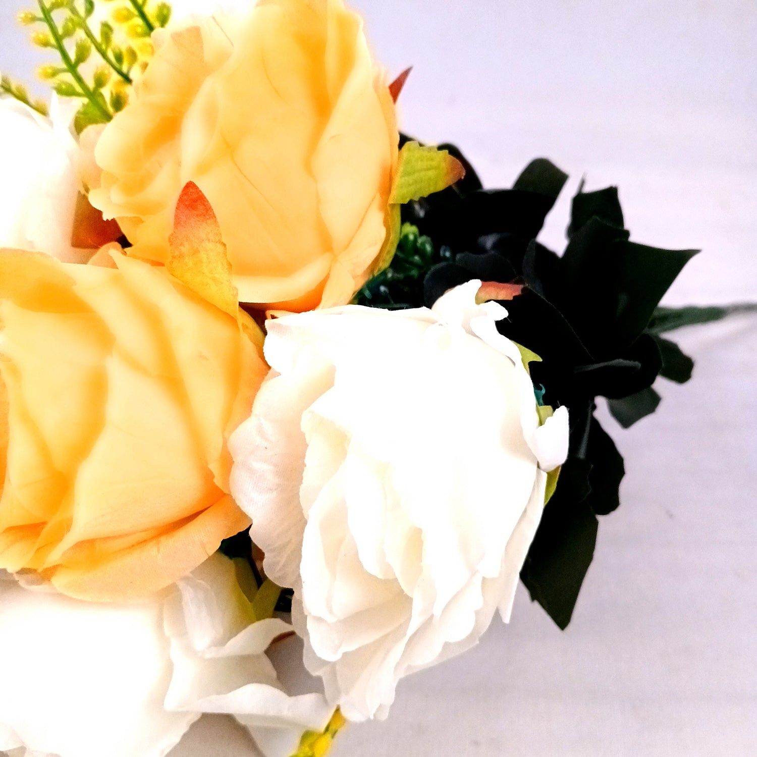 Artificial Flower Plant - Cherry Blossom | Decorative Flowers Bunch & Stems - for Table Vase, Pot, Home Decor, Living Room, Side Table Centerpiece & Festival Decoration - Apkamart #Color_Peach & White