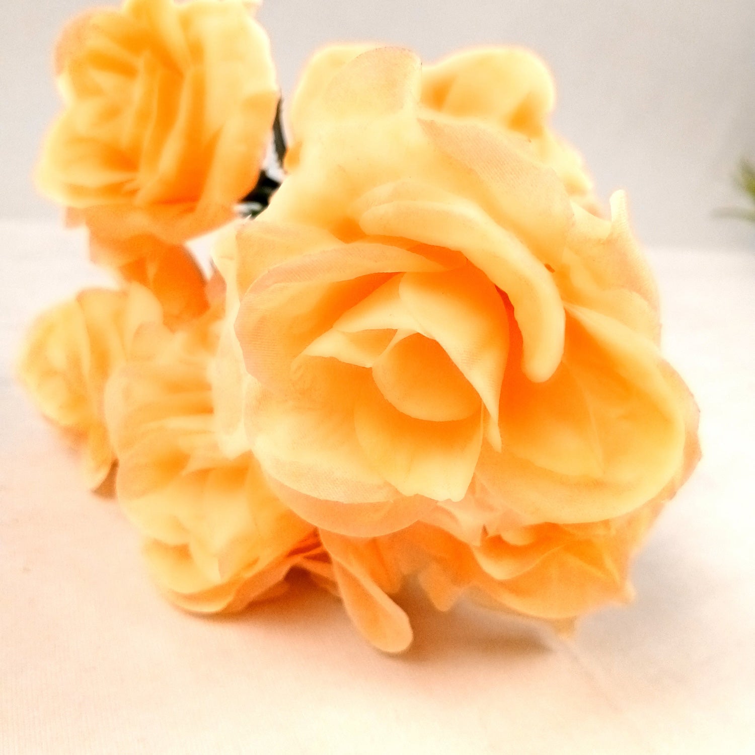 Artificial Flowers Rose Bunches for Vase Pot | Faux Flowers Stem - for Home Decor, Living Room, Office & Festivals Decoration (Vase Not Included) - 18 Inch - Apkamart #Colour_Orange