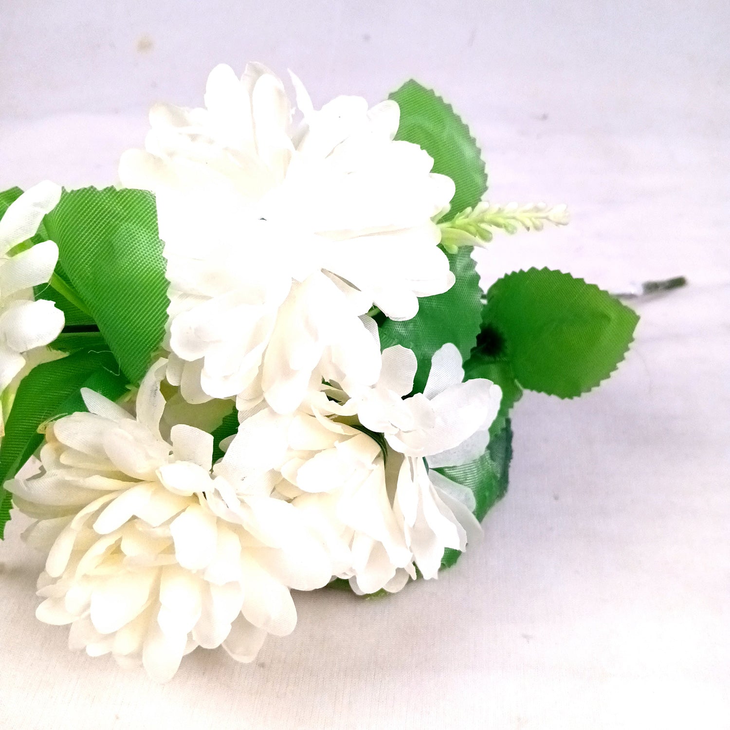 Artificial Flowers Dahlia Bunches for Vase Pot | Faux Flowers Stick - for Home Decor, Living Room, Wedding & Party Decoration (Vase Not Included) - 14 Inch - Apkamart #Colour_White