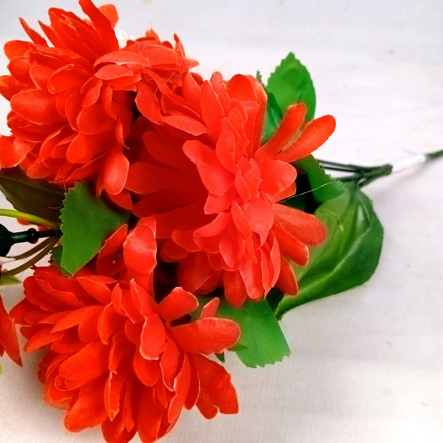 Artificial Flowers Dahlia Bunches for Vase Pot | Faux Flowers Stick - for Home Decor, Living Room, Wedding & Party Decoration (Vase Not Included) - 14 Inch - Apkamart #Colour_Red