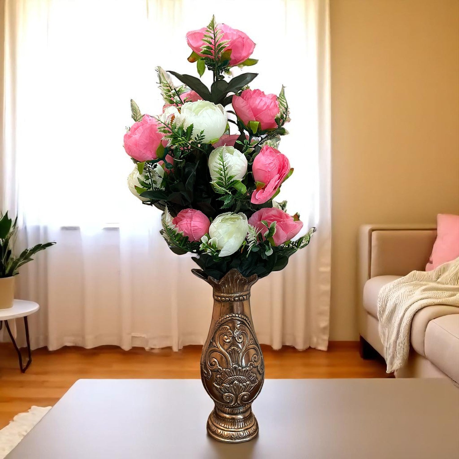 Artificial Rose Flowers Bunches for Vase Pot | Faux Flowers Stem - for Home Decor Side Table Centerpiece - 26 Inch - Apkamart #Style_Design 2