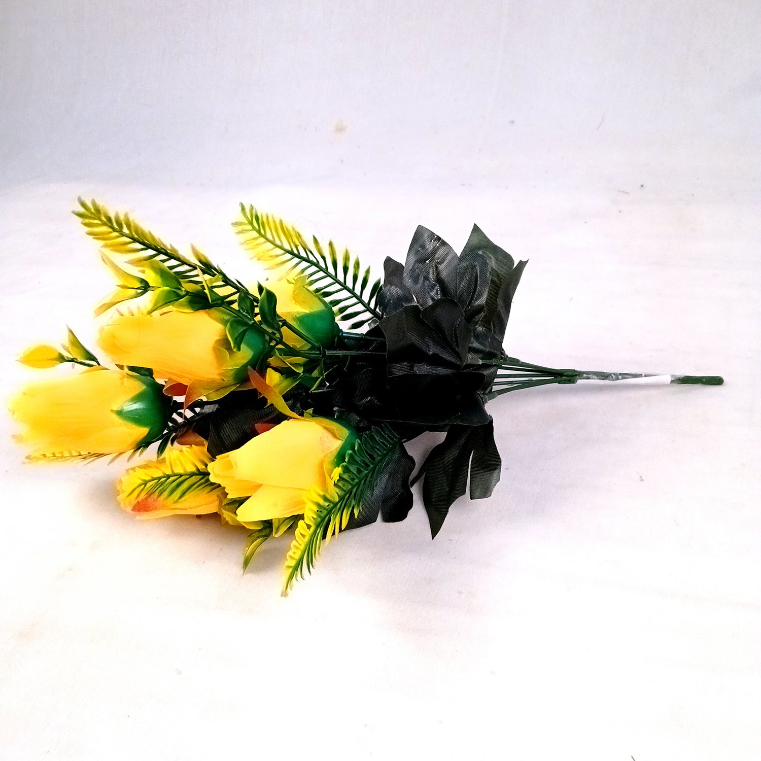 Artificial Flowers Rose Bunches for Vase Pot | Faux Flowers Stem - for Home Decor, Living Room, Office & Festivals Decoration (Vase Not Included) - 14 Inch - Apkamart #Colour_Yellow