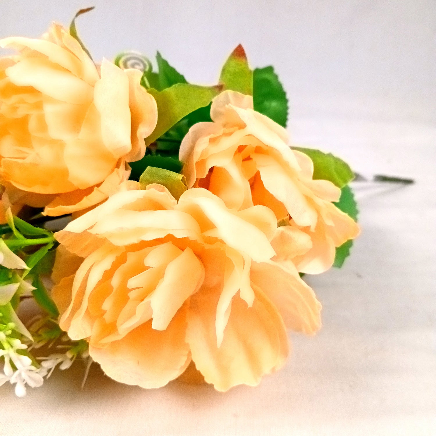 Artificial Flowers Rose Sticks | Faux Flowers Bunch - for Home Decor, Living Room, Office & Festivals Decoration (Vase Not Included) - 15 Inch - Apkamart #Colour_Orange