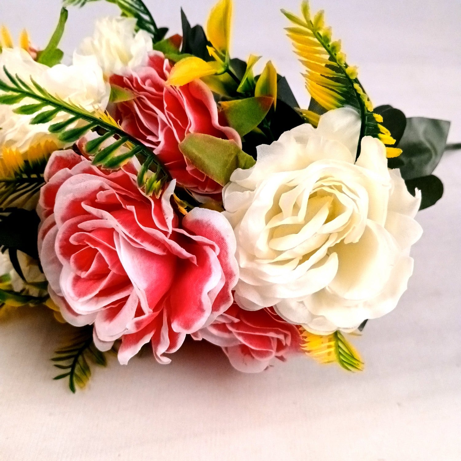 Artificial Flowers Rose Bunches for Vase Pot | Faux Flowers Stem - for Home Decor Living Office Corner Room Side Table Centerpiece - 18 Inch - Apkamart #Style_Design 2