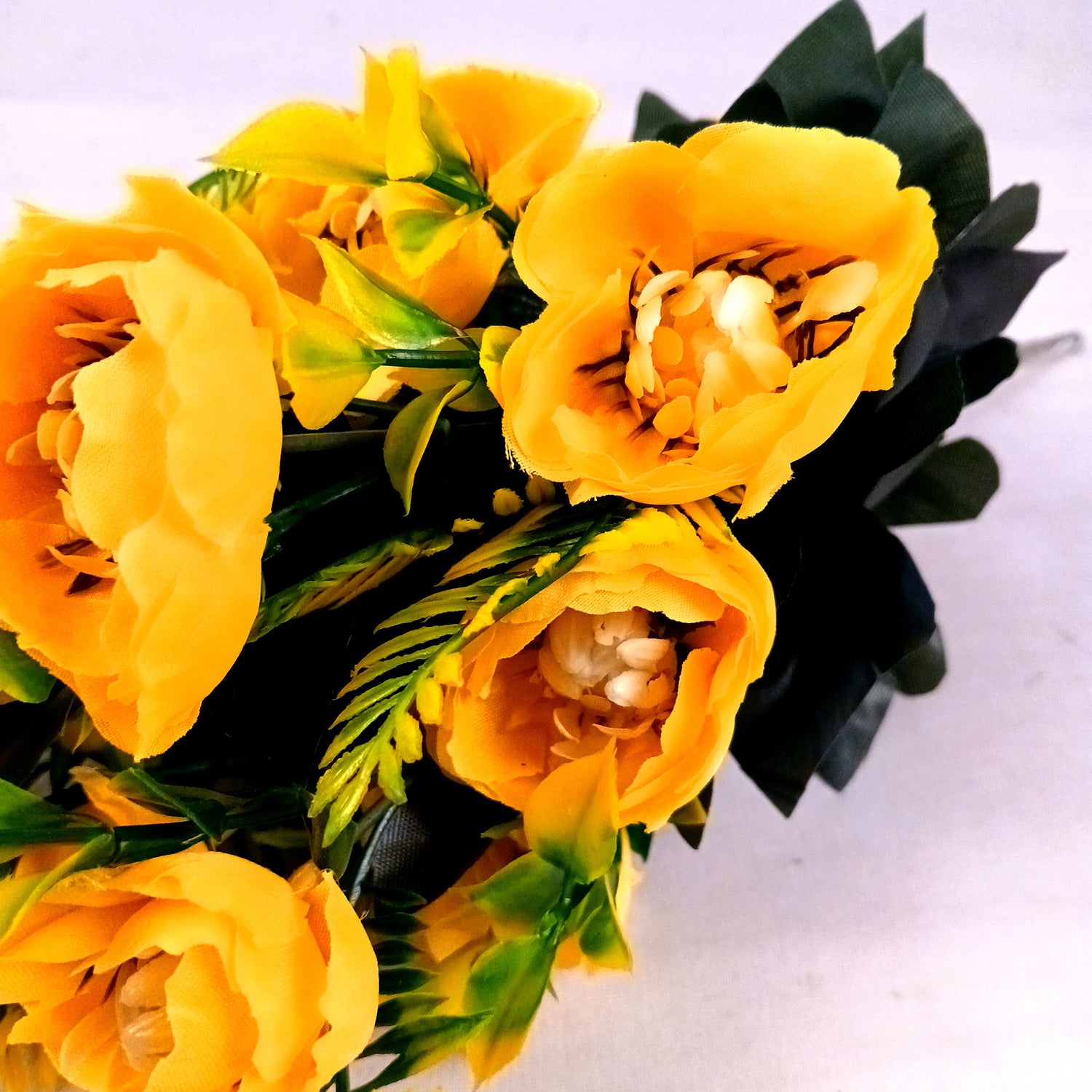 Artificial Flowers Rose Buoquet For Pot | Faux Flower Sticks - for Home Decor, Living Room, Office & Festivals Decoration (Vase Not Included) - 17 Inch - Apkamart #Colour_Yellow