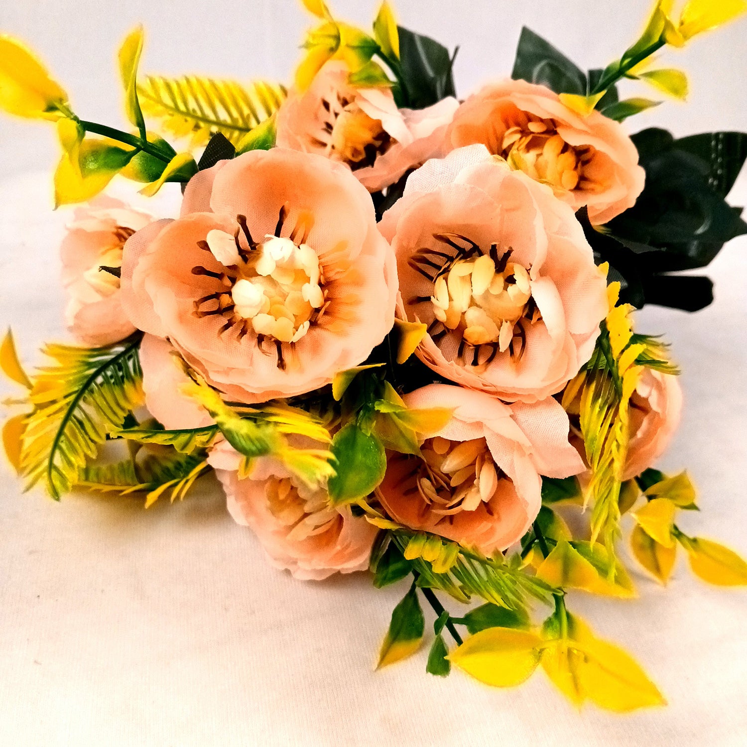 Artificial Flowers Rose Buoquet For Pot | Faux Flower Sticks - for Home Decor, Living Room, Office & Festivals Decoration (Vase Not Included) - 17 Inch - Apkamart #Colour_Orange